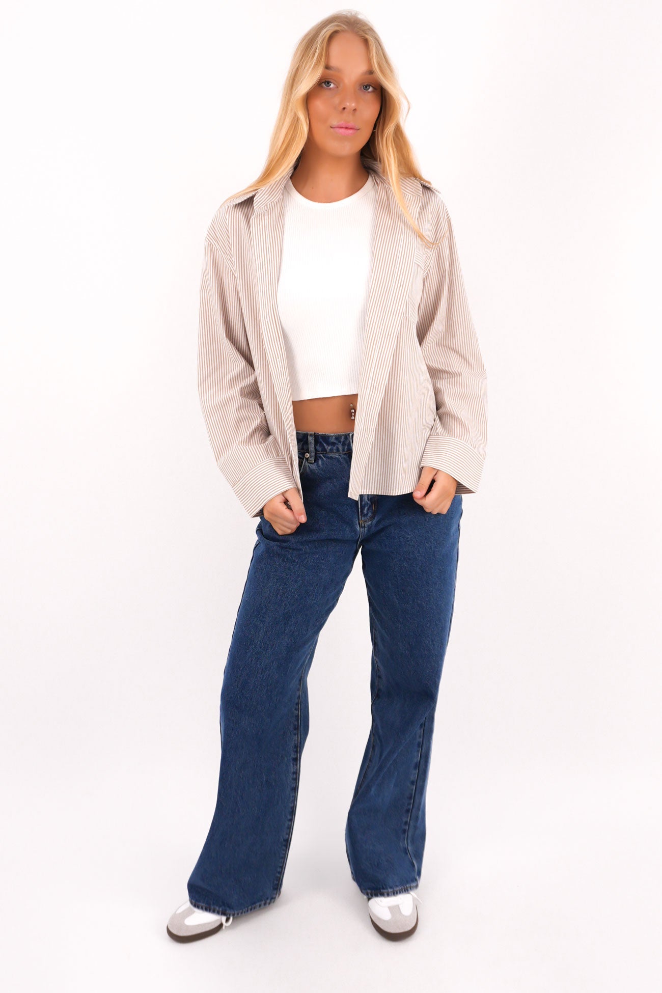 Lydia Shirt Mocha Stripe