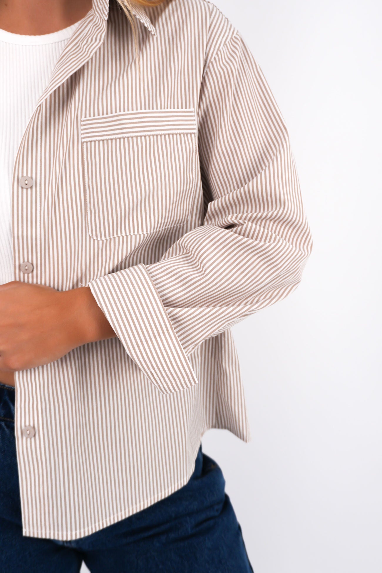 Lydia Shirt Mocha Stripe