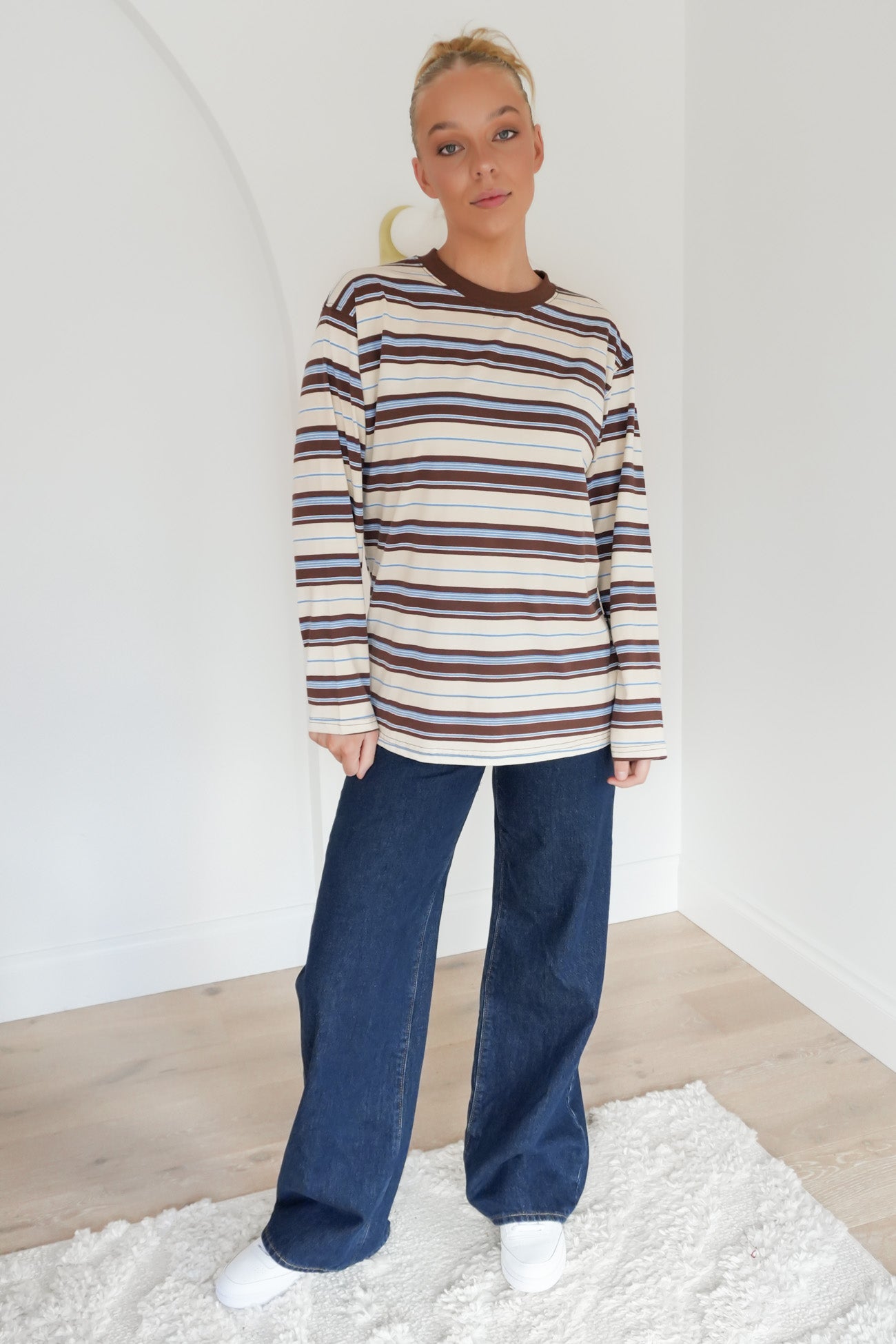 Maddie Long Sleeve Tee Brown Cream