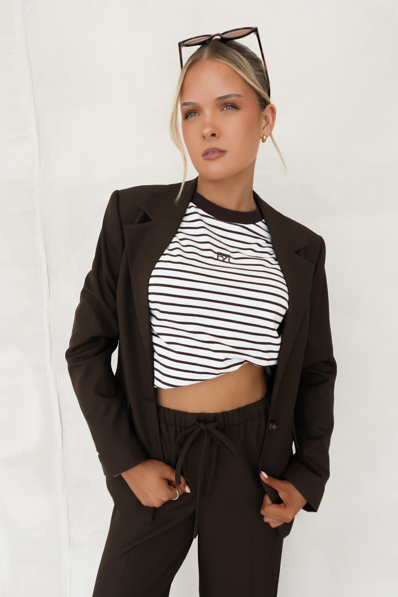 Maddox Tie Blazer Chocolate