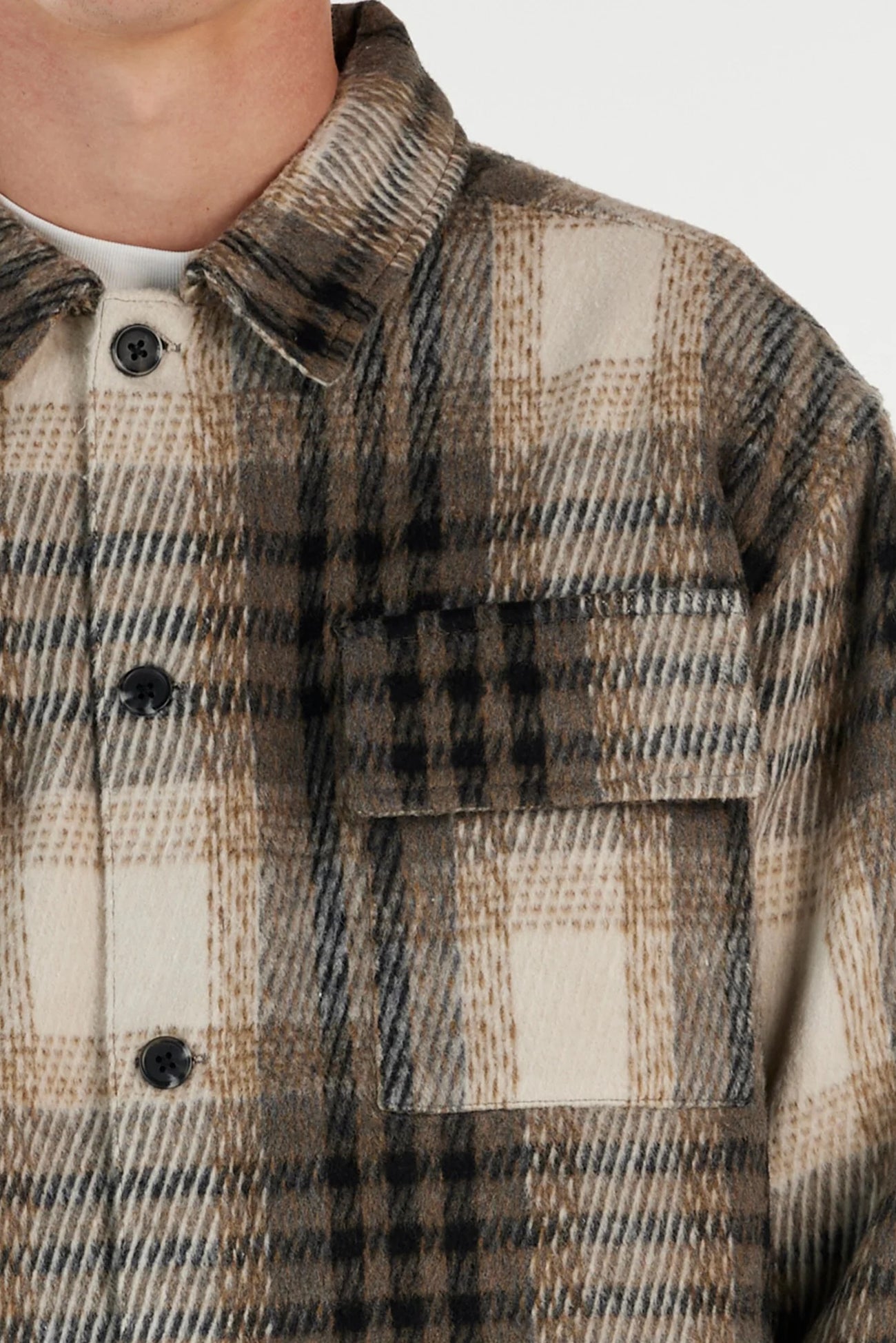 Malone Overshirt Black Grey Plaid