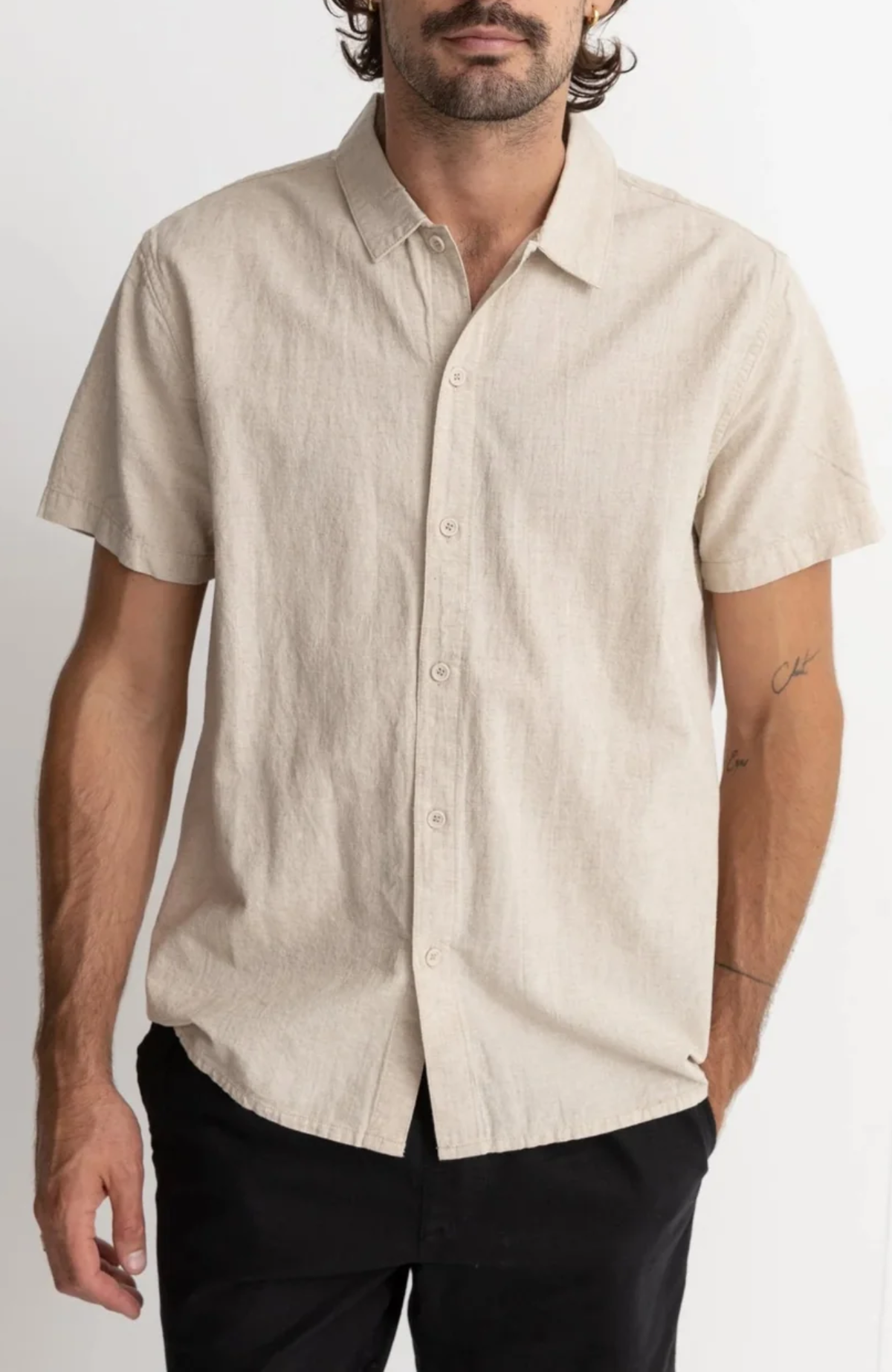 Classic Linen Short Sleeve Shirt Sand
