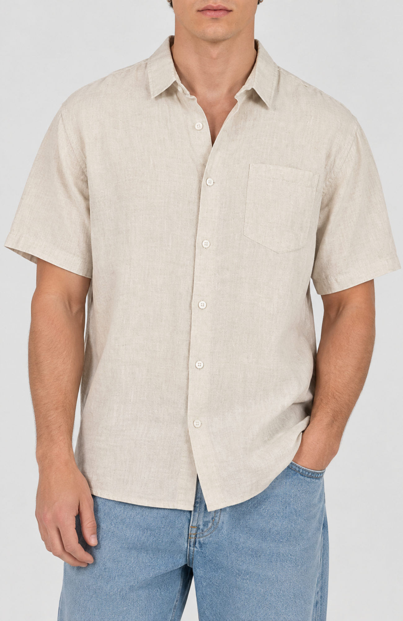 Linen Short Sleeve Shirt Natural