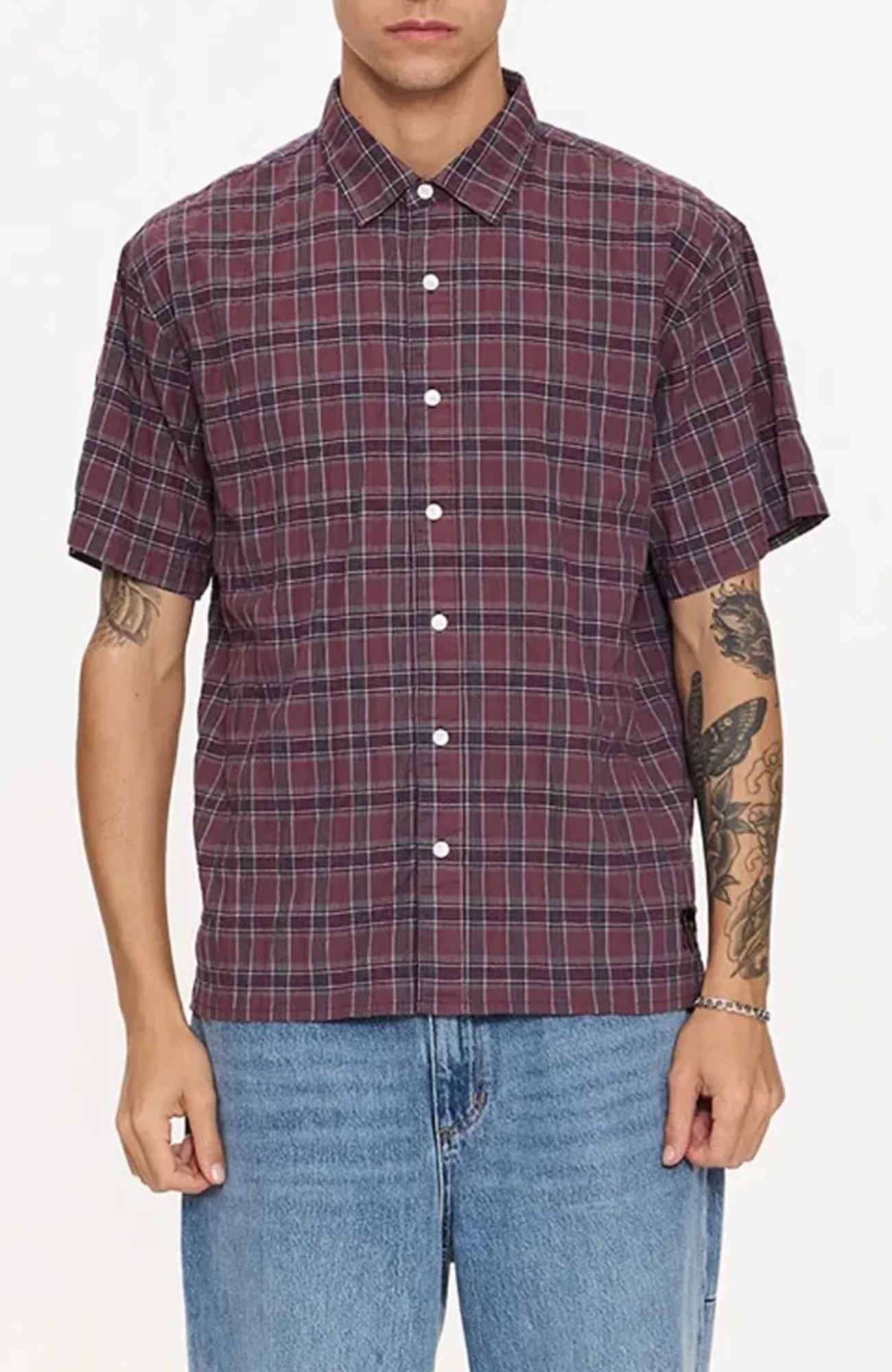 Excitement Excitement Check Short Sleeve Cropped Shirt Shiraz