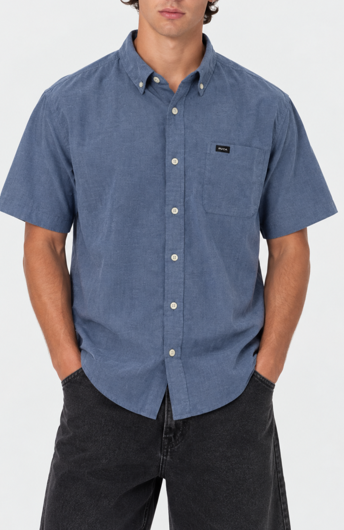 Thatll Do Stretch Short Sleeve Shirt Oxford Blue