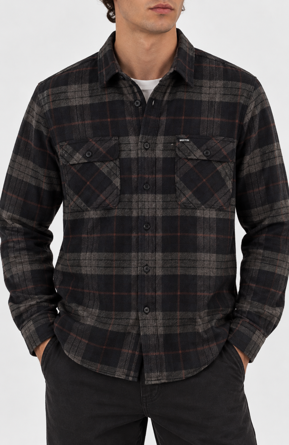 Bowery Long Sleeve Flannel Black Charcoal