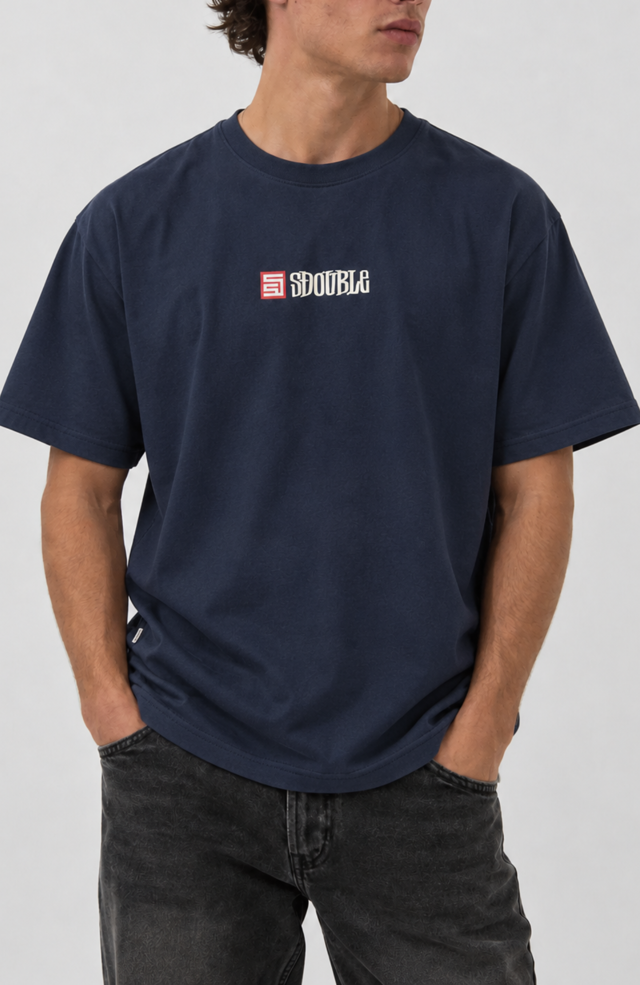 S Cube Mid Block Short Sleeve Tee Navy