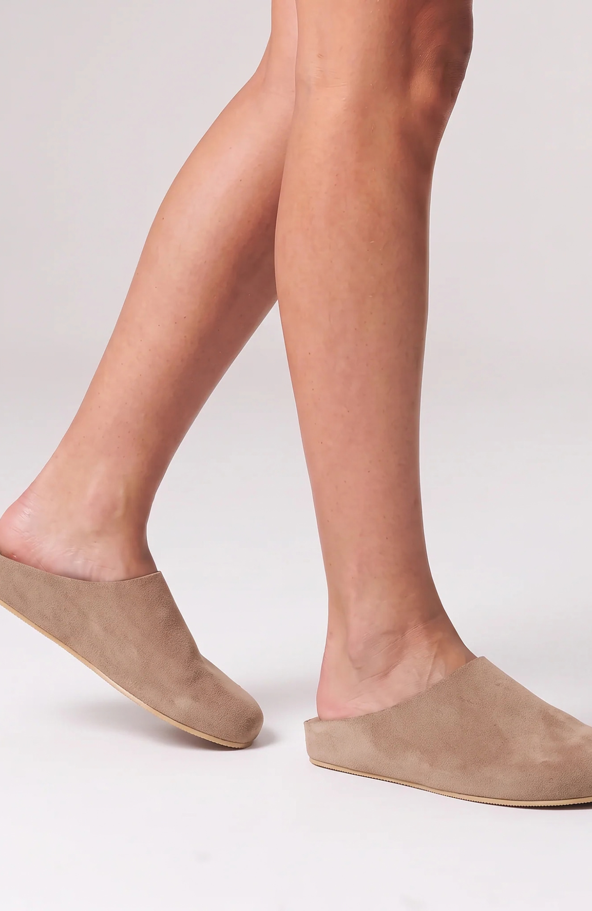 Terry Closed Toe Mules Taupe Micro