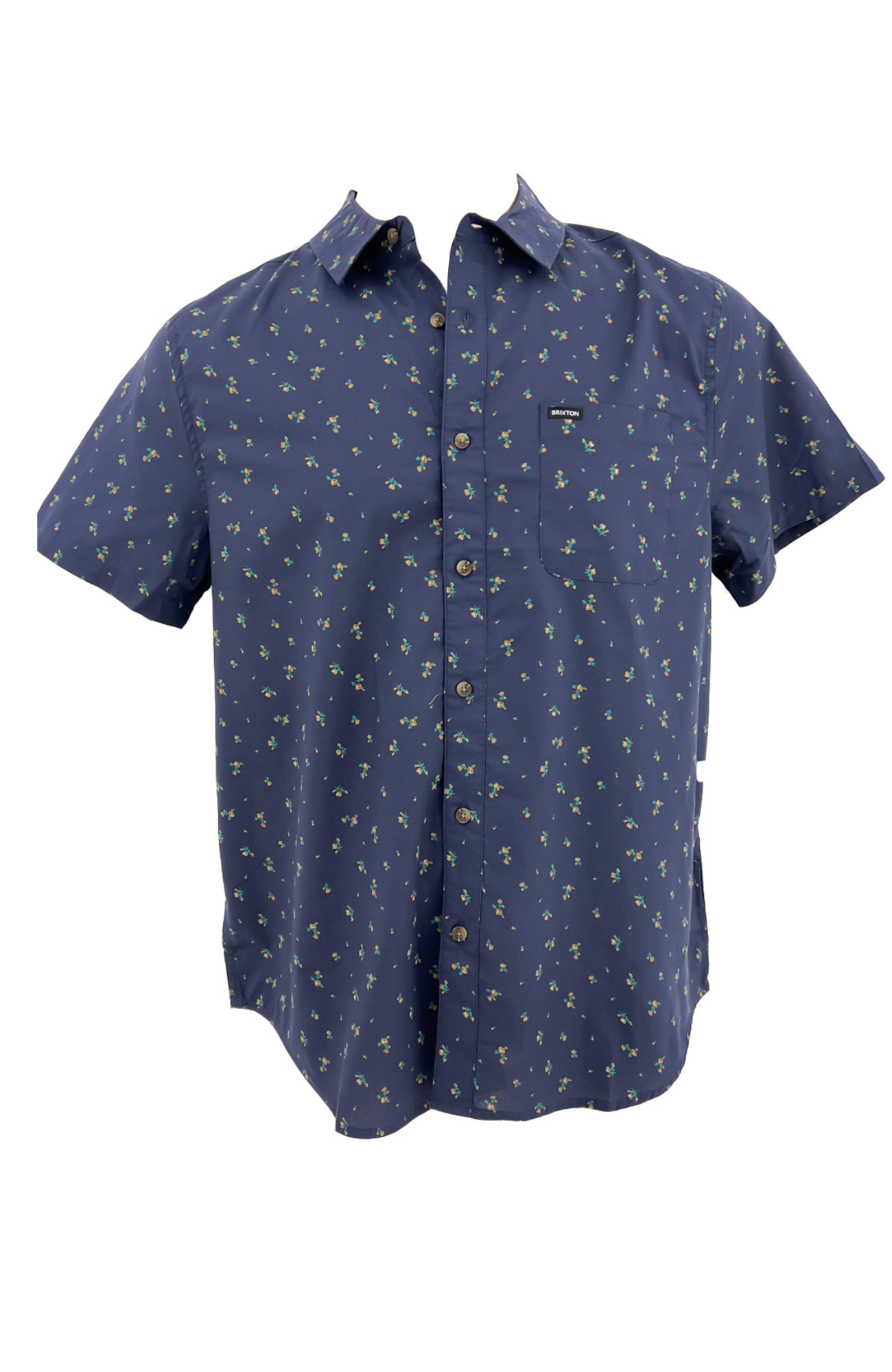 Charter Print Short Sleeve Woven Shirt Washed Navy Micro Floral