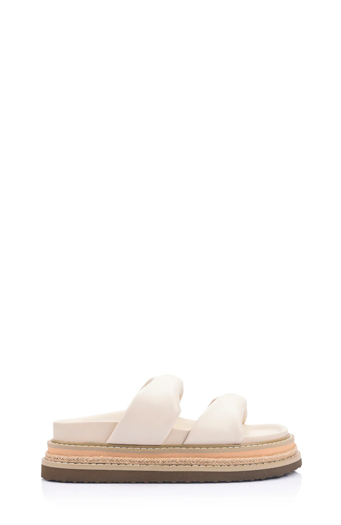 Teagan Flatform Slides Bone White