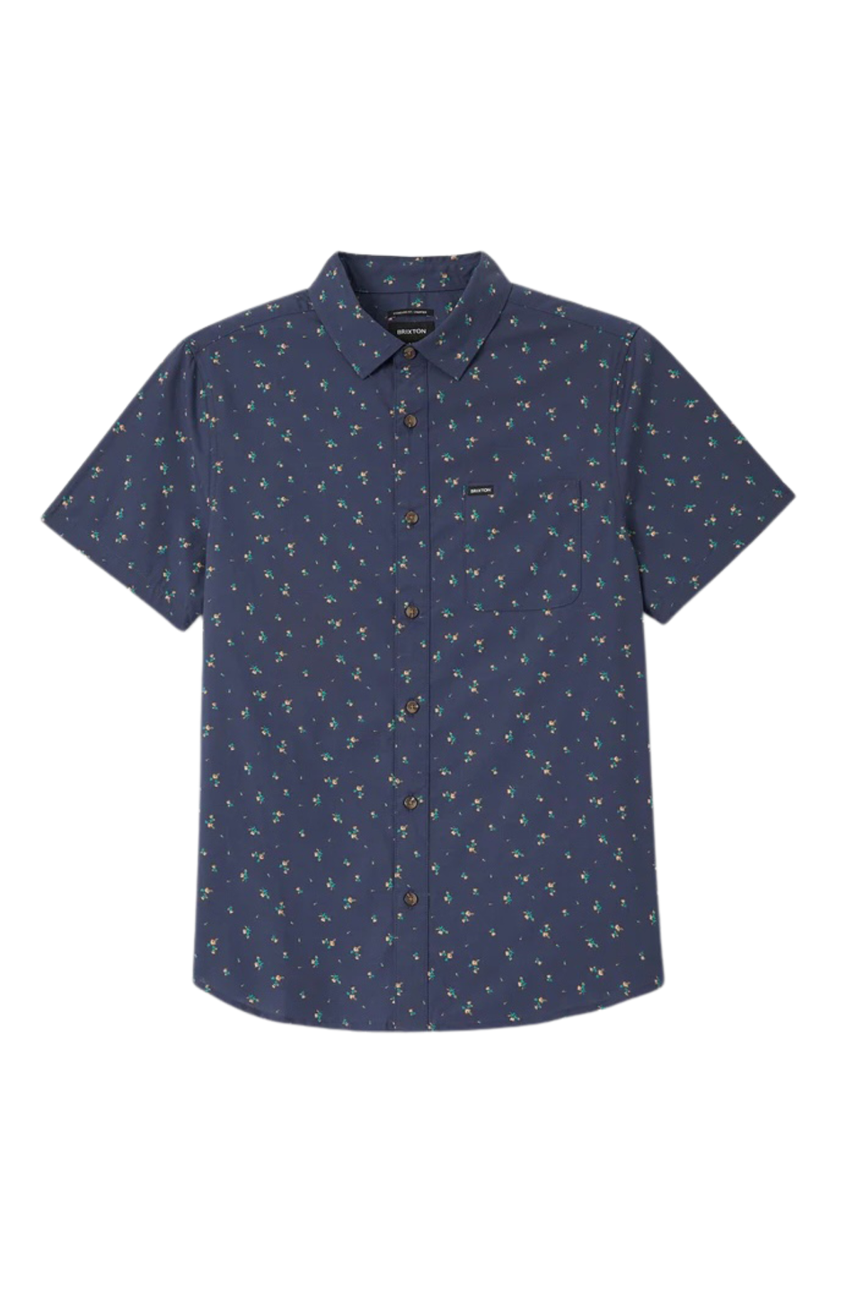 Charter Print Short Sleeve Woven Shirt Washed Navy Micro Floral