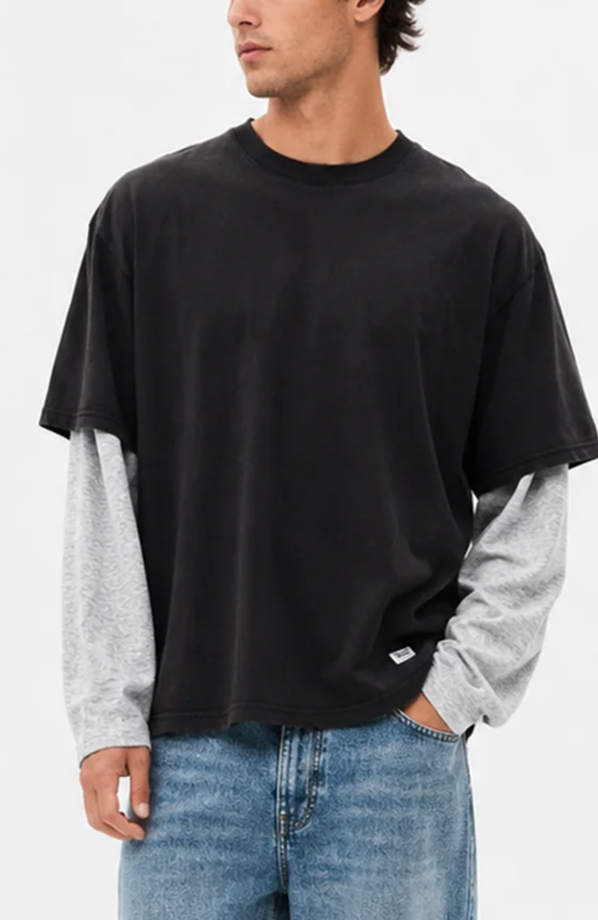 Layered Long Sleeve Charcoal