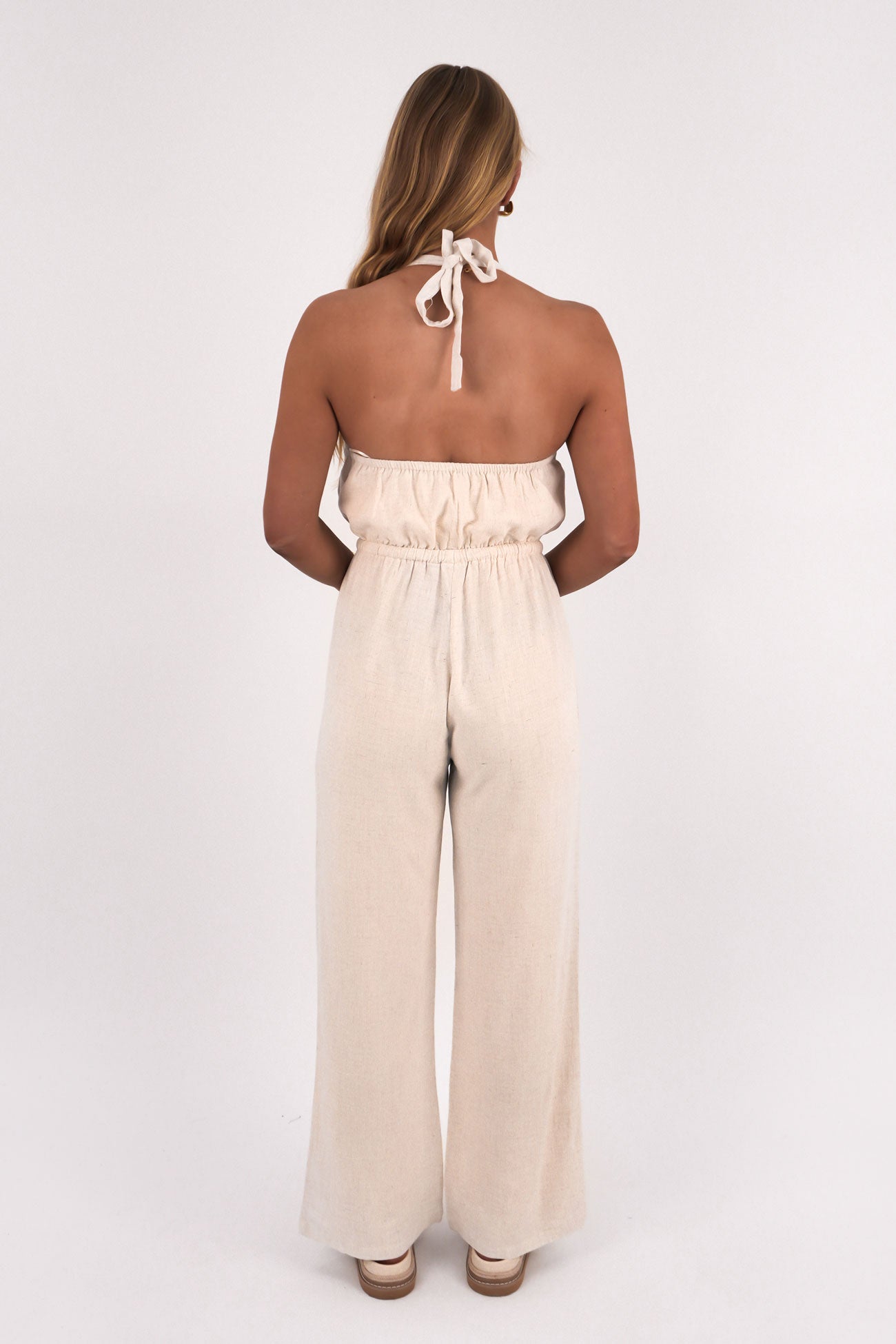 Marlow Halter Jumpsuit Oatmeal