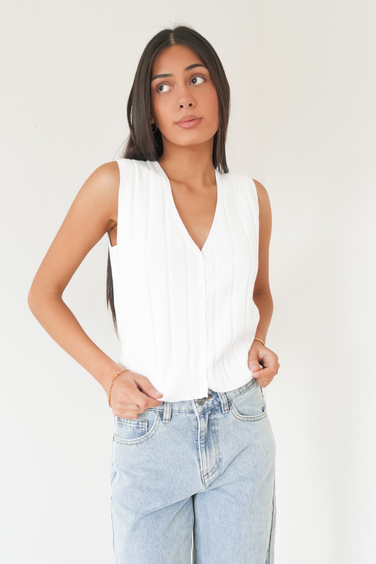 Marlowe Knit Top Vintage White