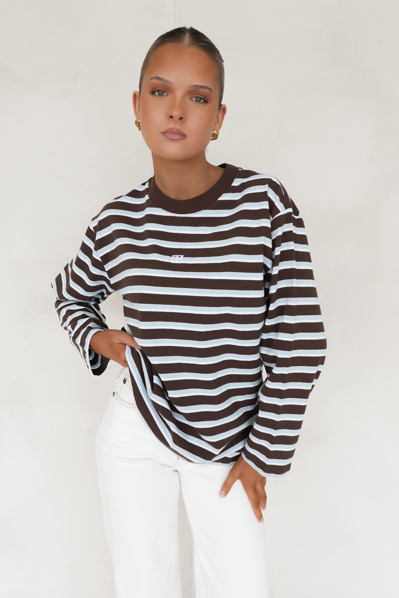 Marlowe Stripe Long Sleeve Top Blue