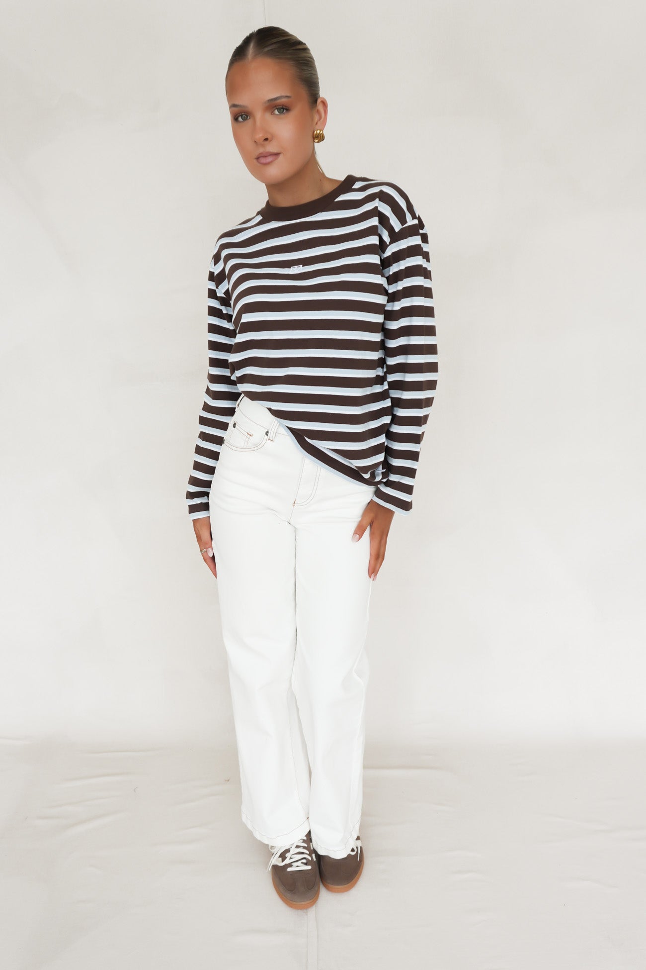 Marlowe Stripe Long Sleeve Top Blue