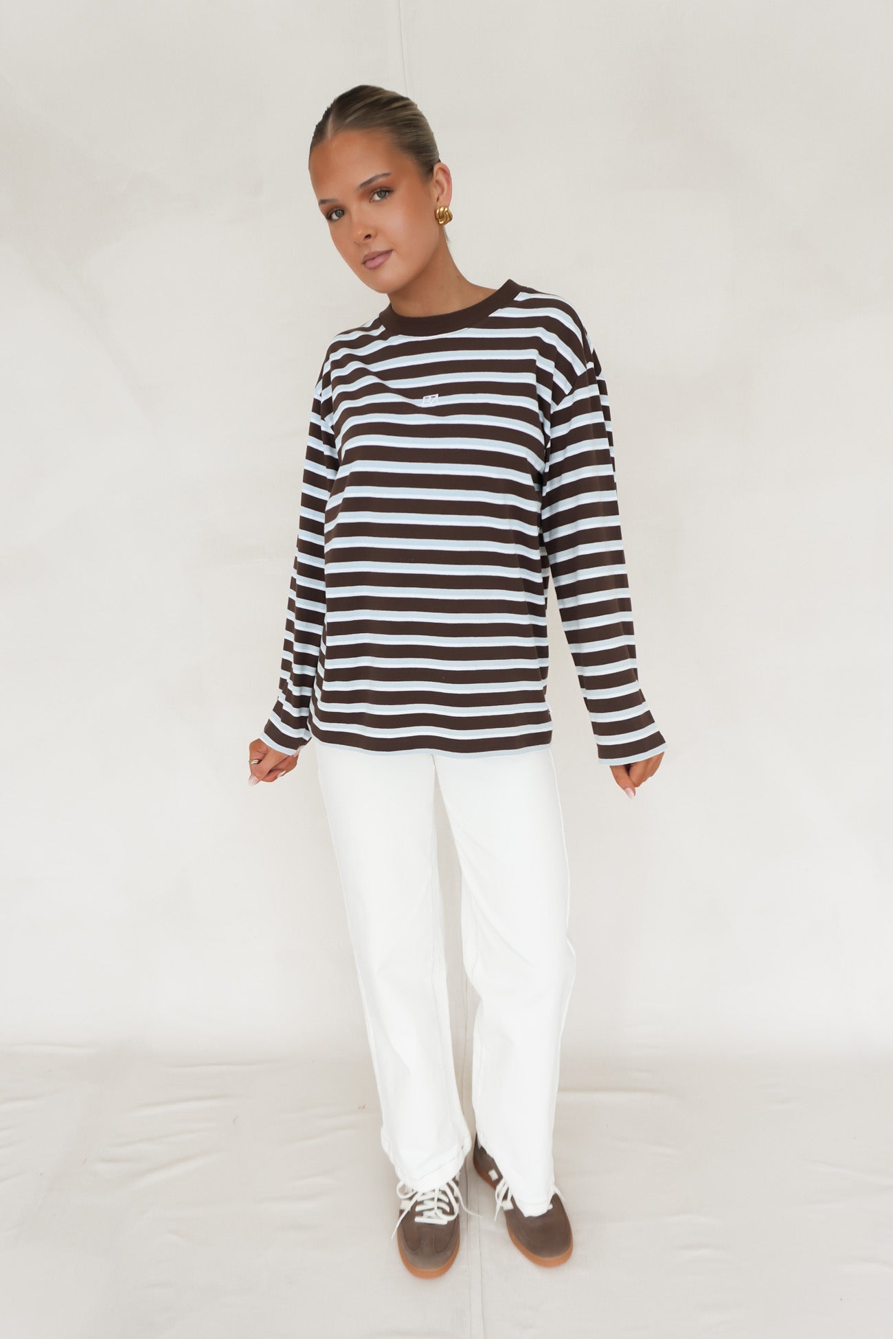 Marlowe Stripe Long Sleeve Top Blue