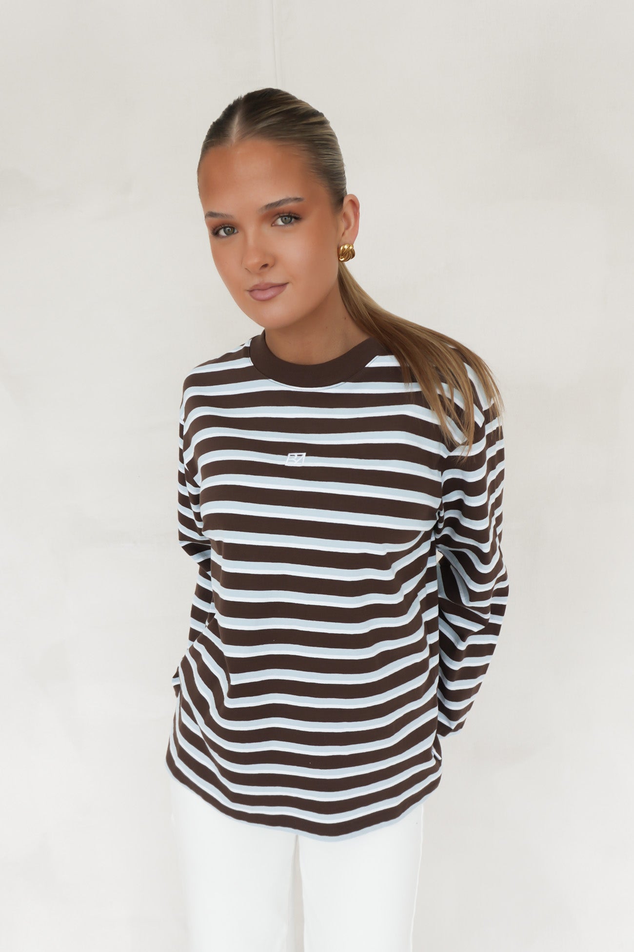 Marlowe Stripe Long Sleeve Top Blue