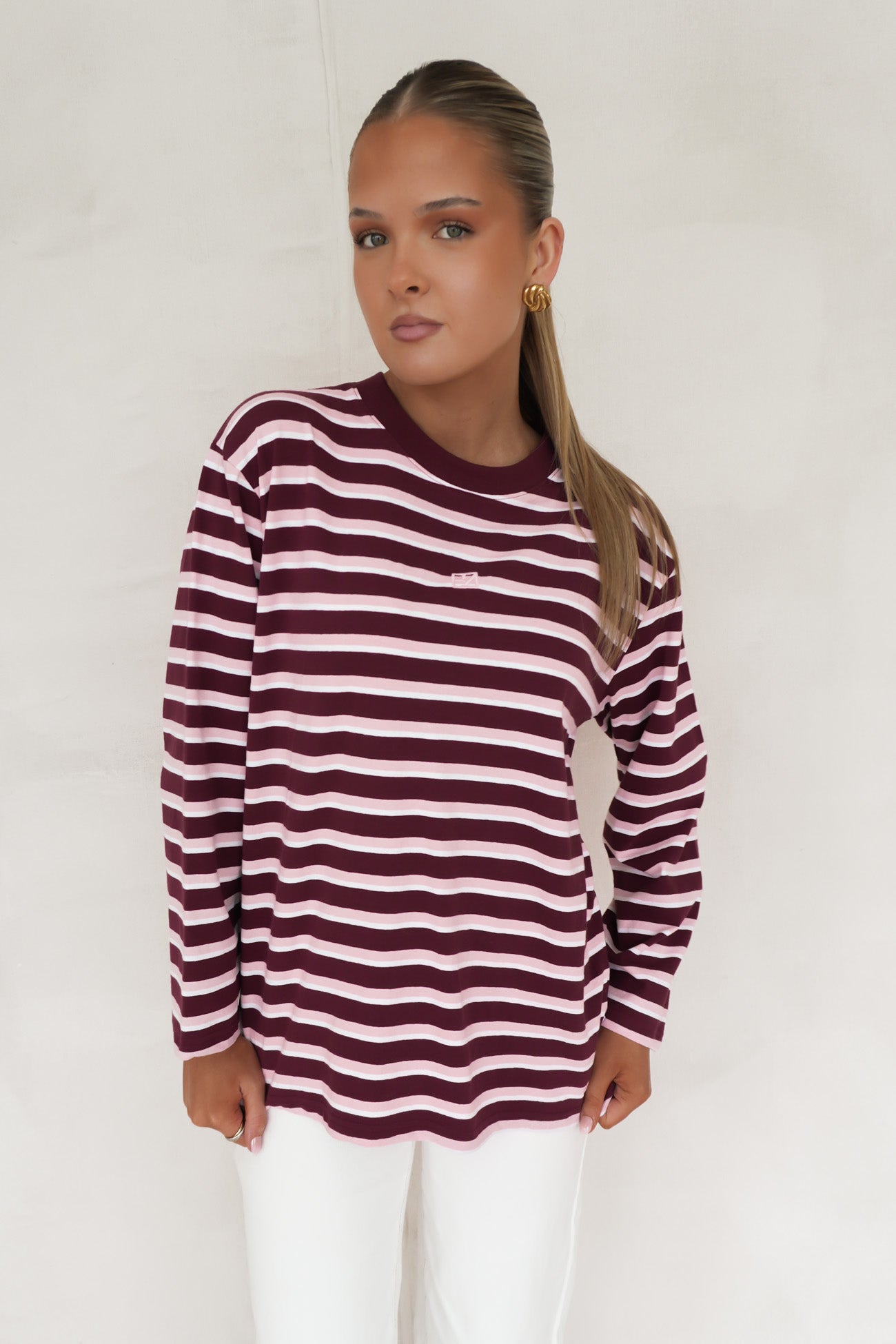 Marlowe Stripe Long Sleeve Top Cherry