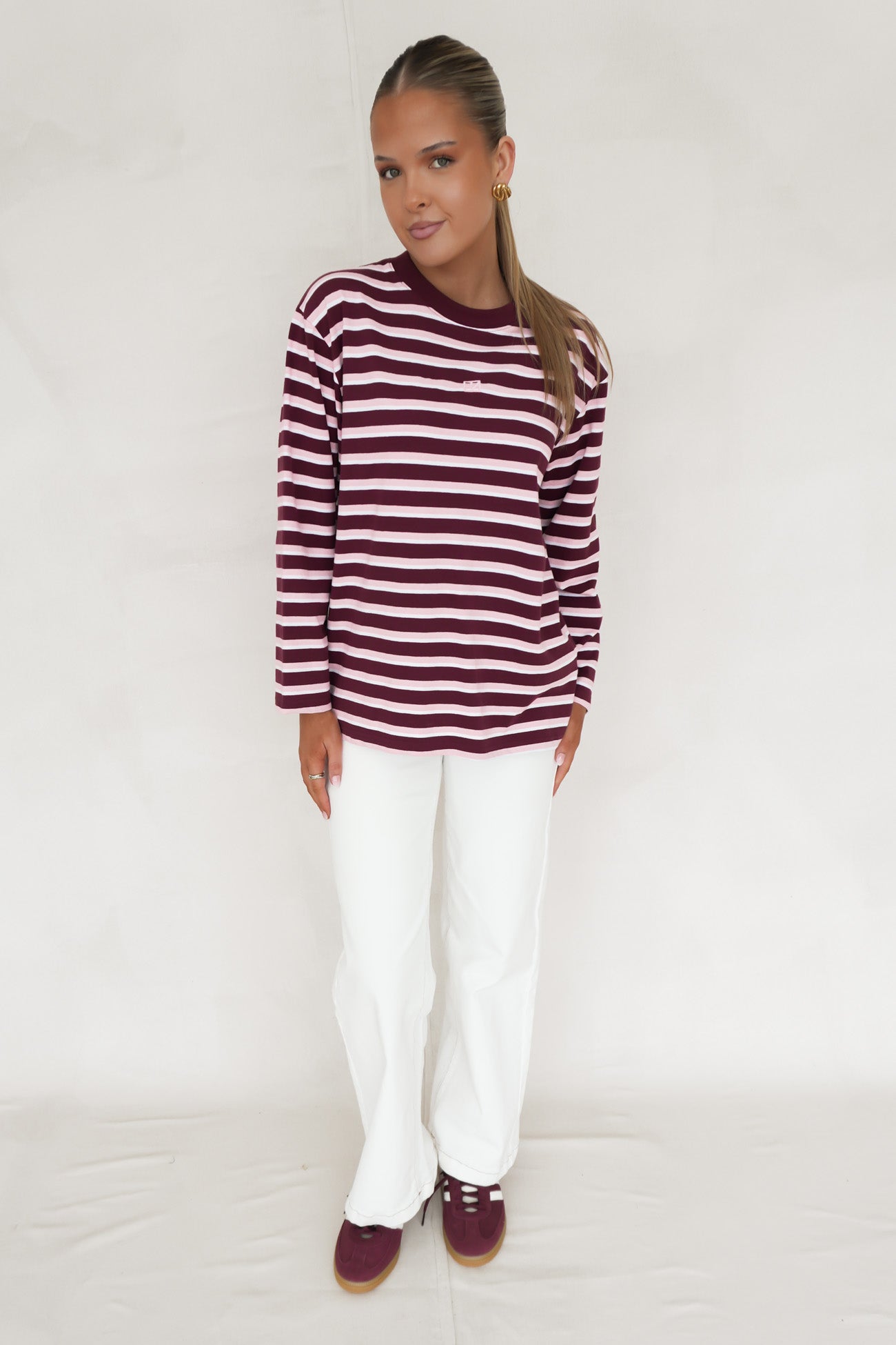 Marlowe Stripe Long Sleeve Top Cherry