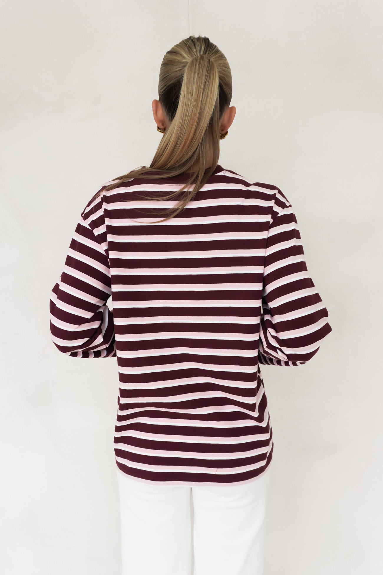 Marlowe Stripe Long Sleeve Top Cherry