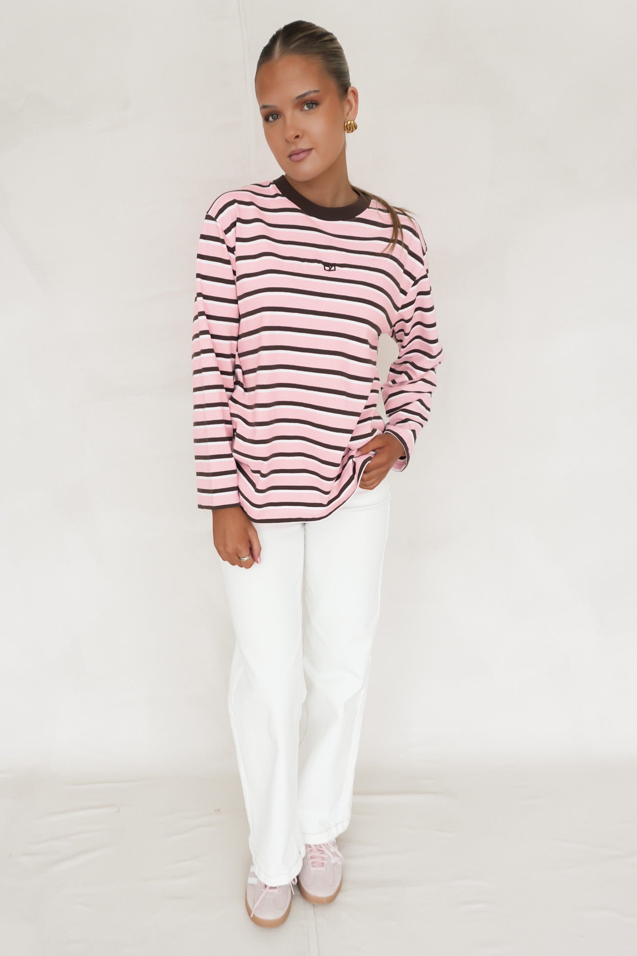 Marlowe Stripe Long Sleeve Top Pink