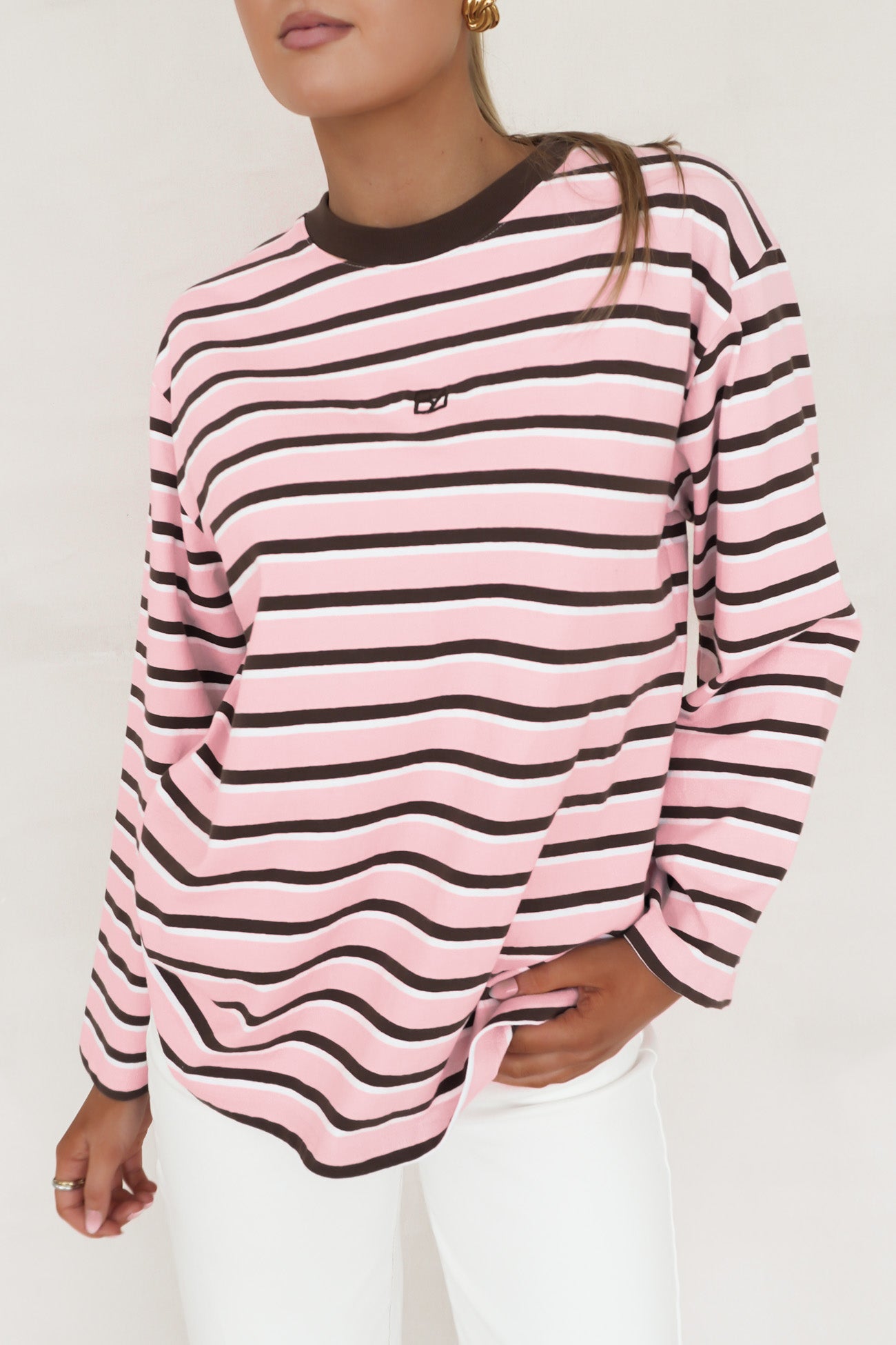 Marlowe Stripe Long Sleeve Top Pink