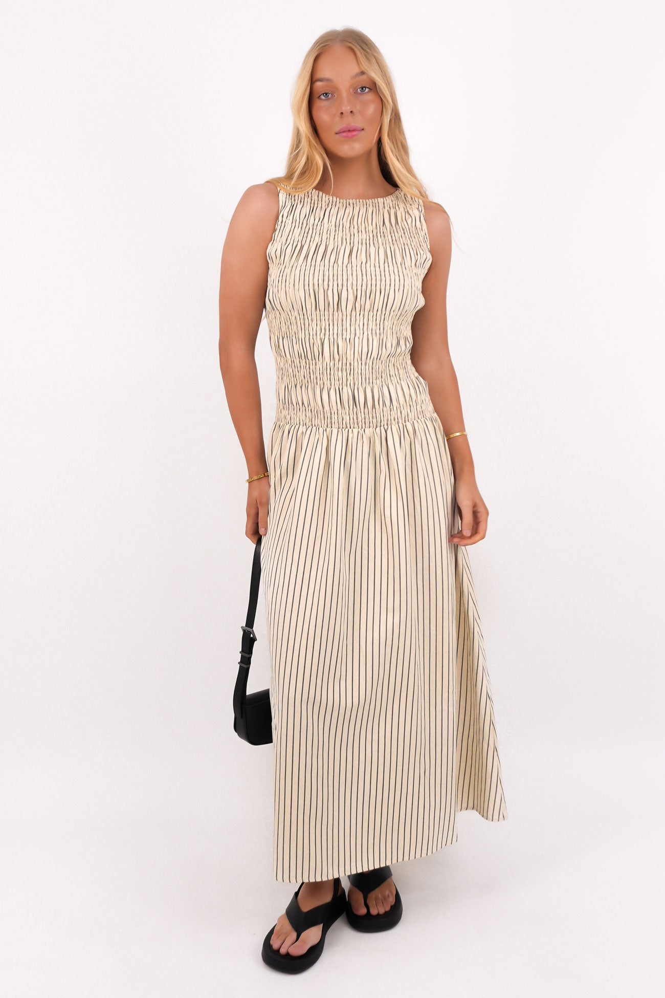 Martina Maxi Dress Beige Stripe