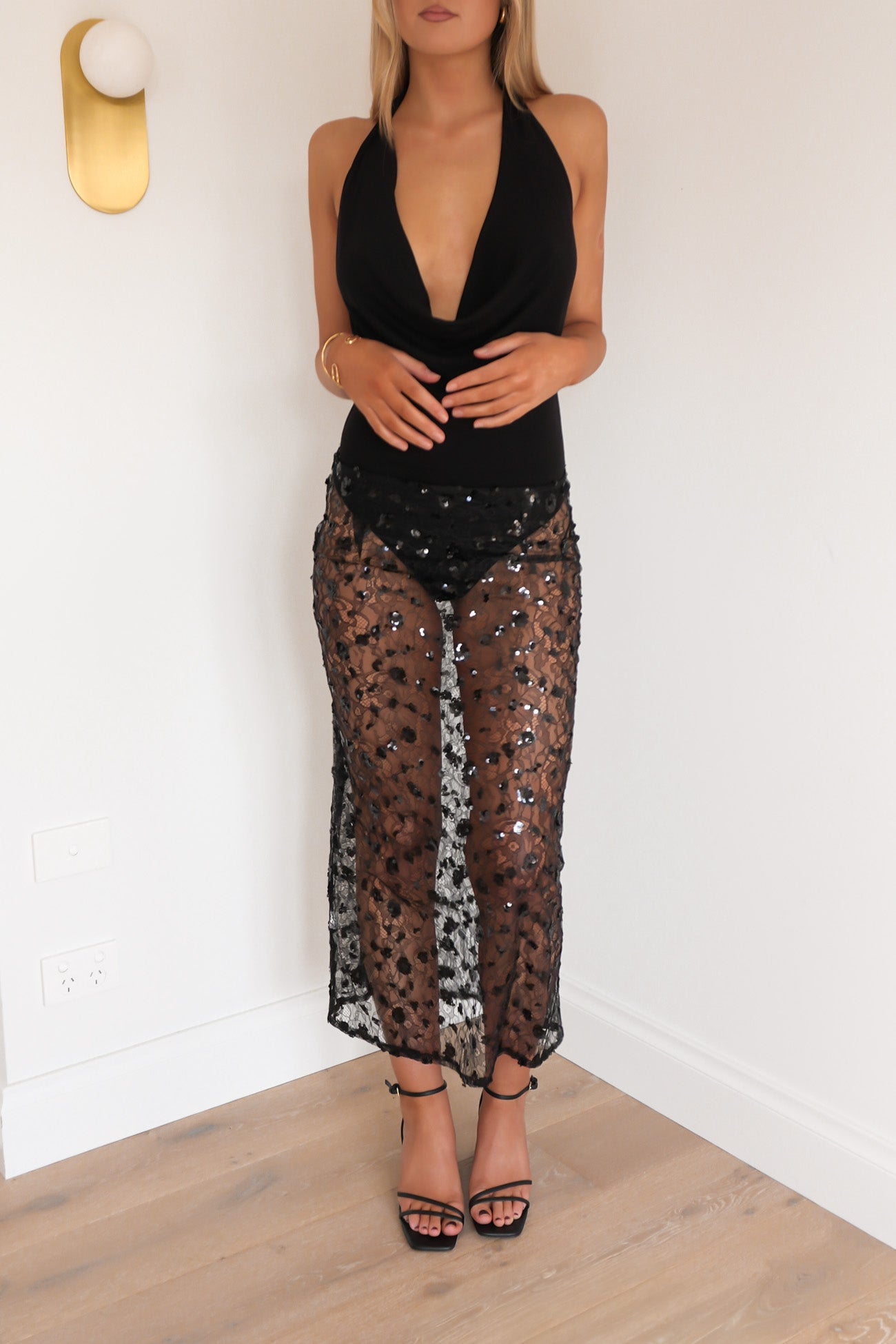 Matilda Sequin Lace Set Black