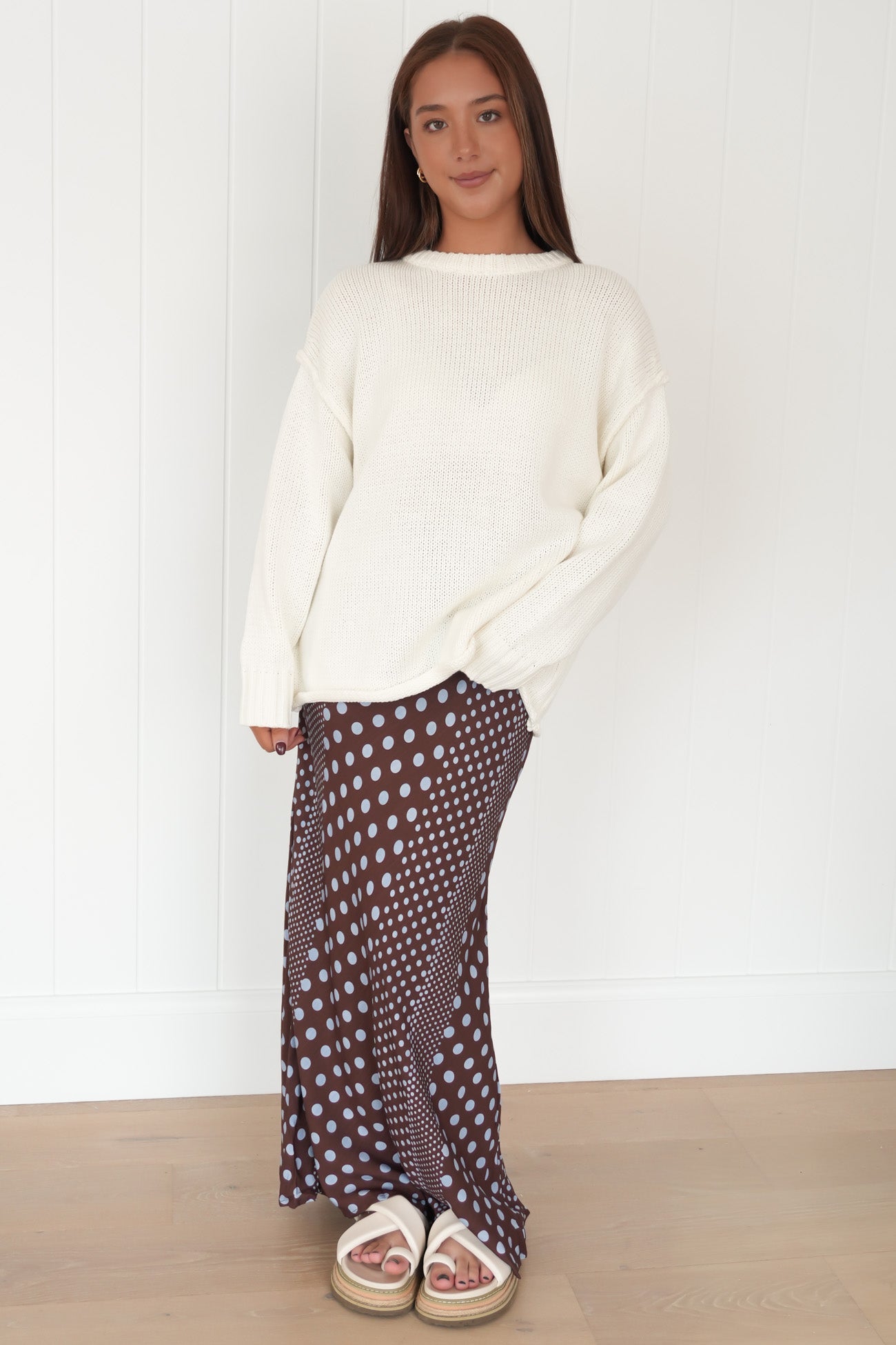 Mattea Maxi Skirt Cocoa Polka Dot