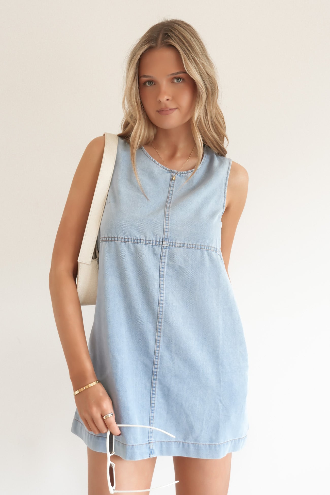 Maya Denim Mini Dress Light Blue