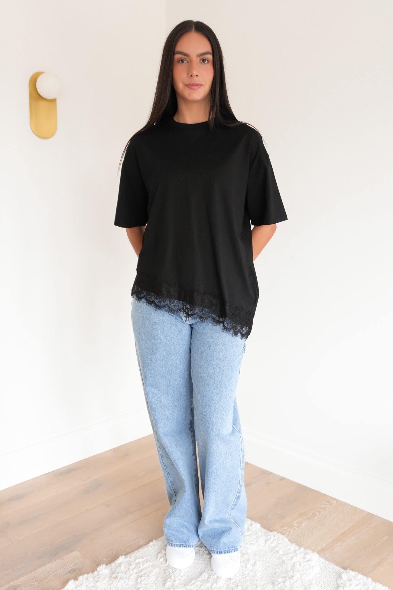 Melanie Lace Tee Black