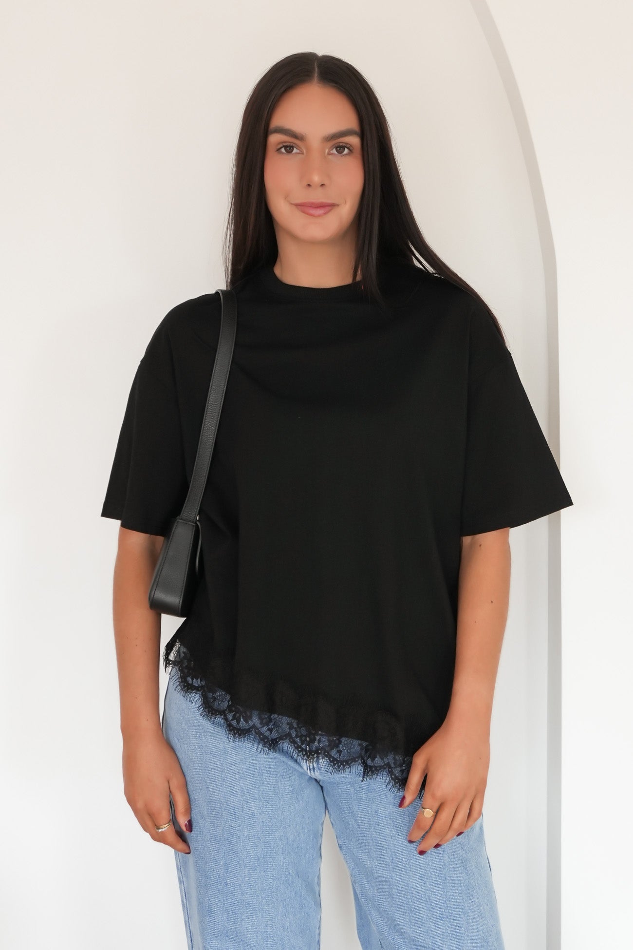 Melanie Lace Tee Black