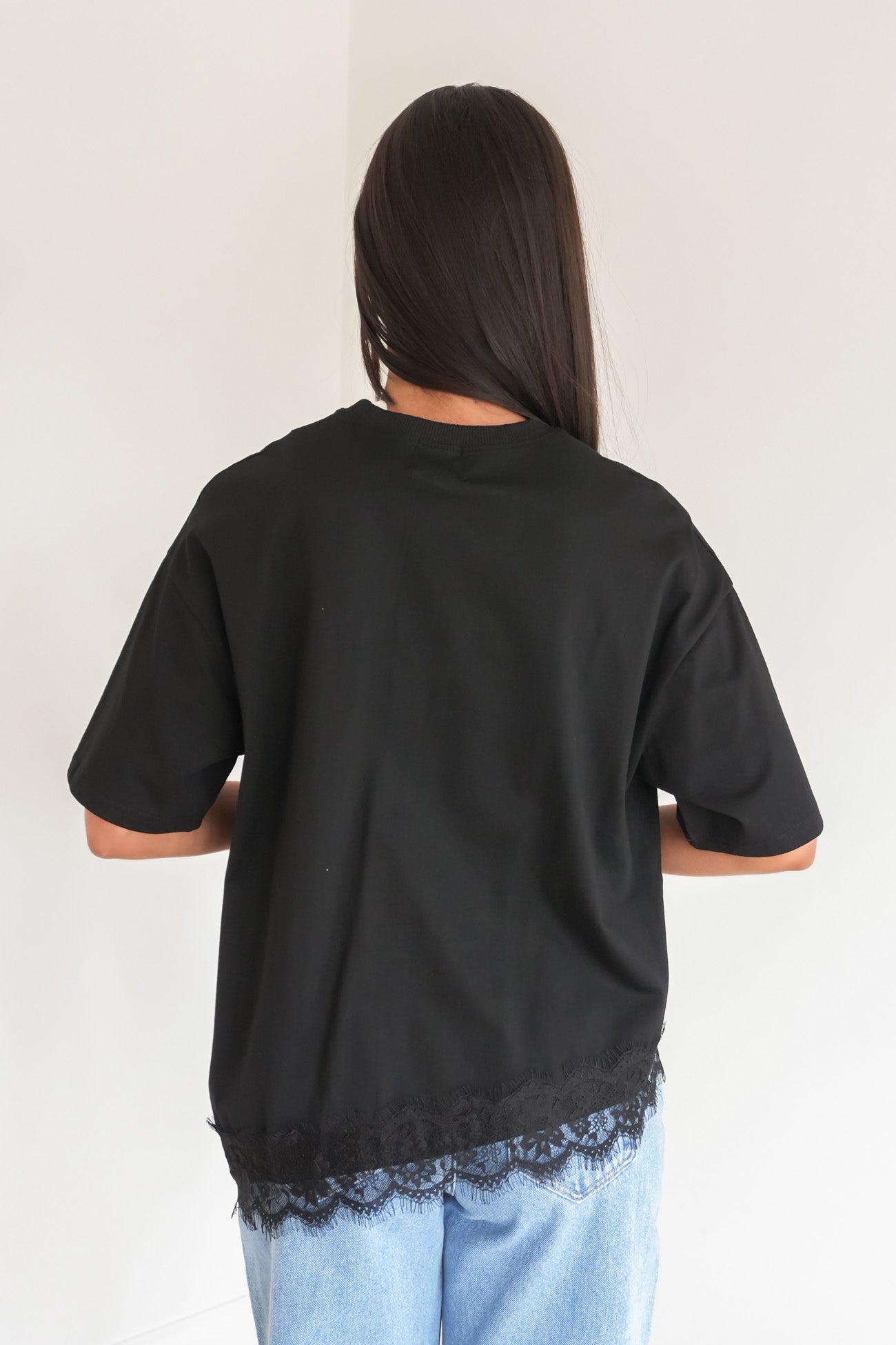 Melanie Lace Tee Black