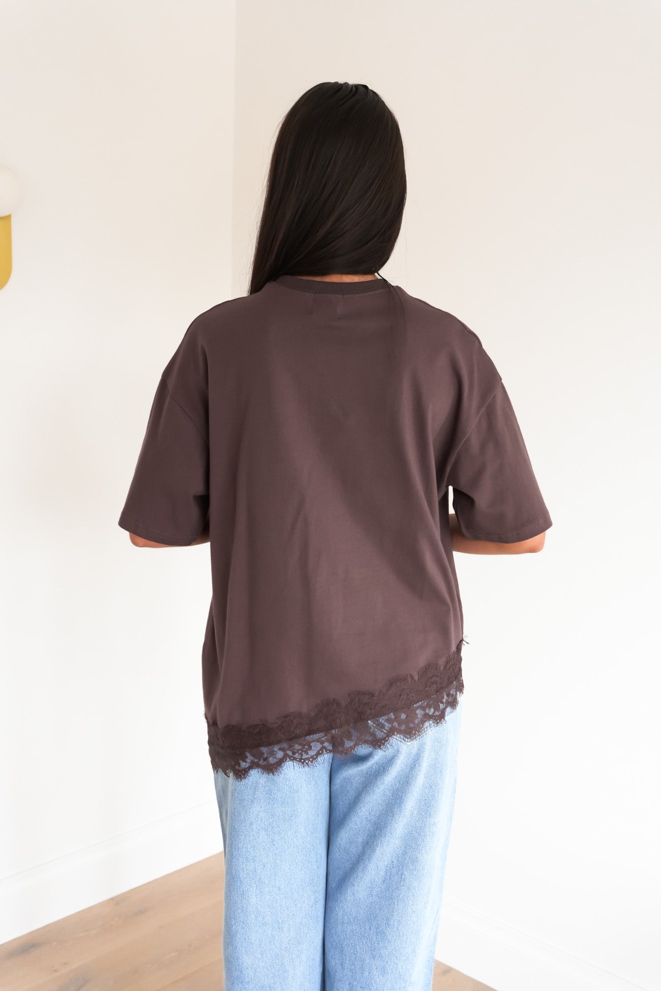 Melanie Lace Tee Chocolate