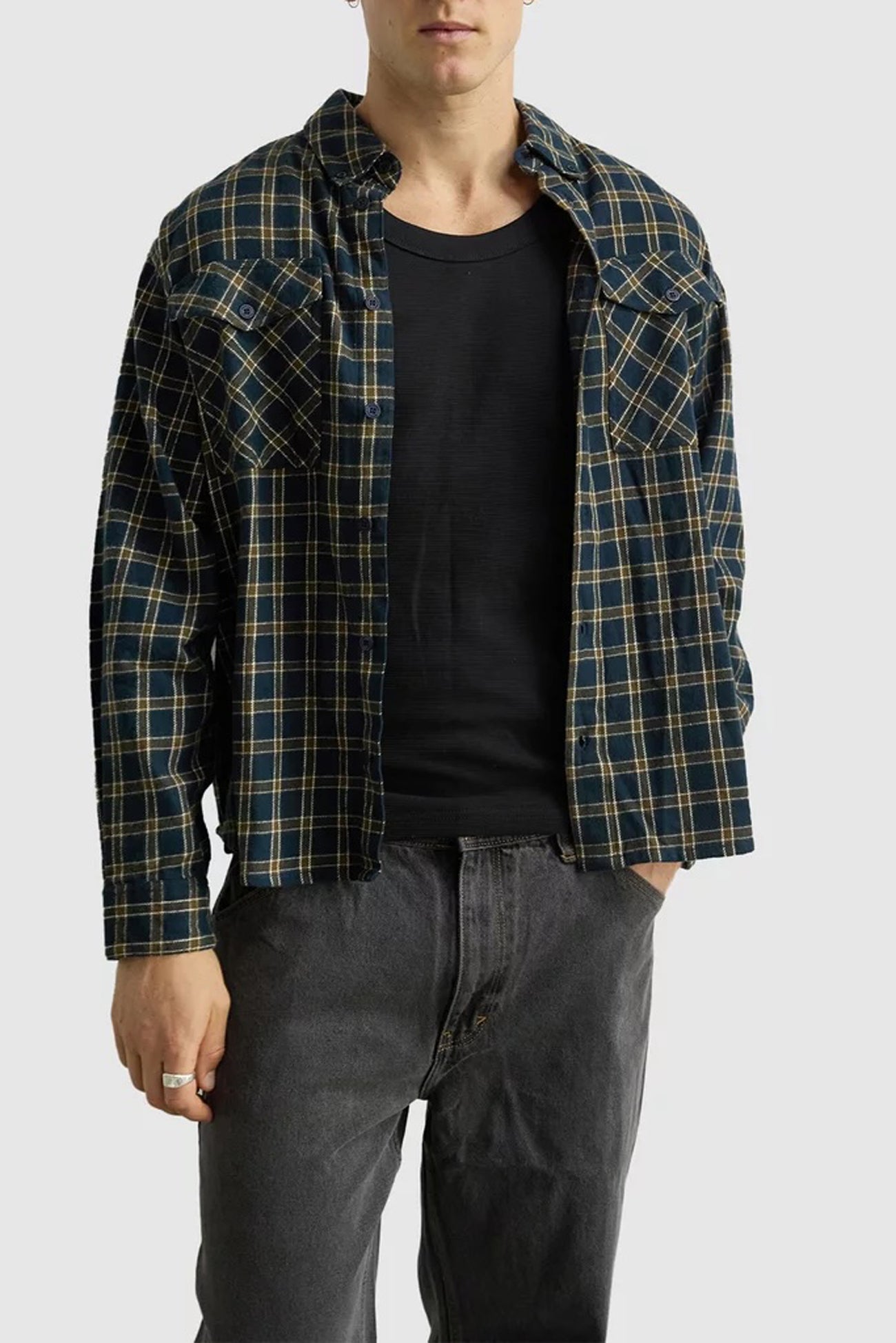 Mickey Check Long Sleeve Shirt Dark Navy