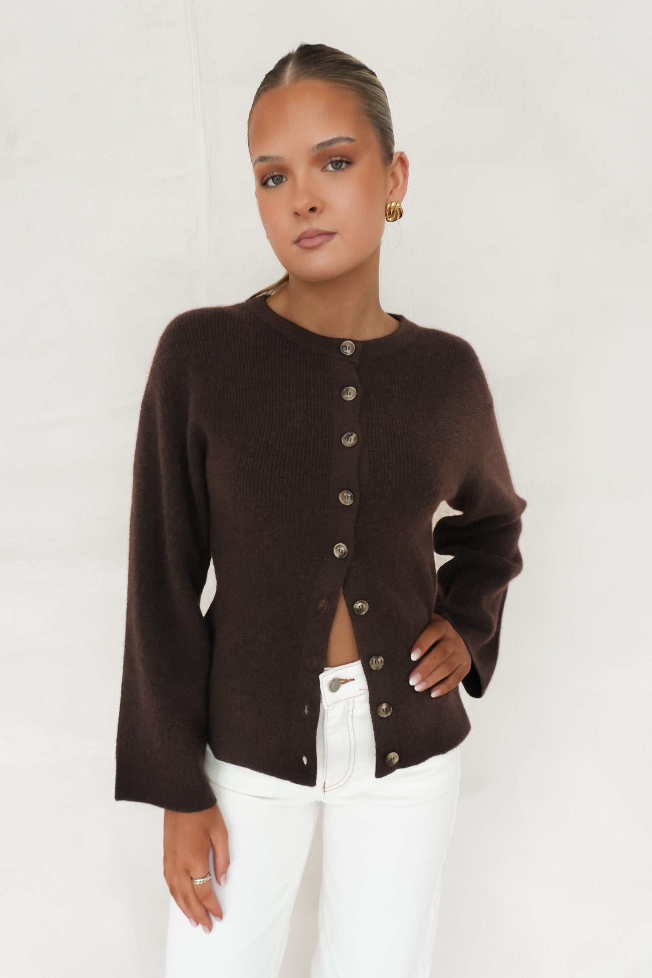 Milan Button Knit Chocolate