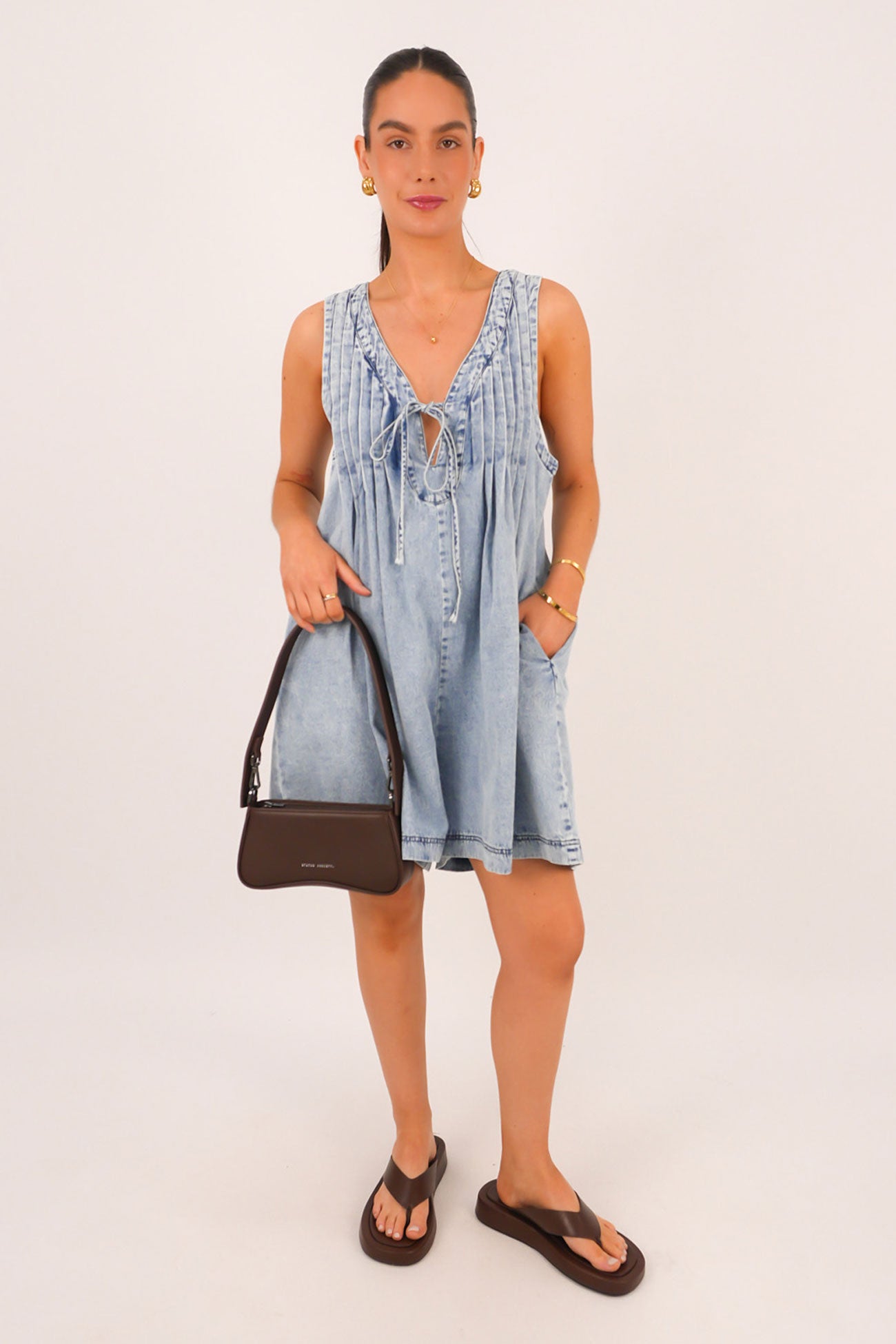 Milo Denim Playsuit Light Blue