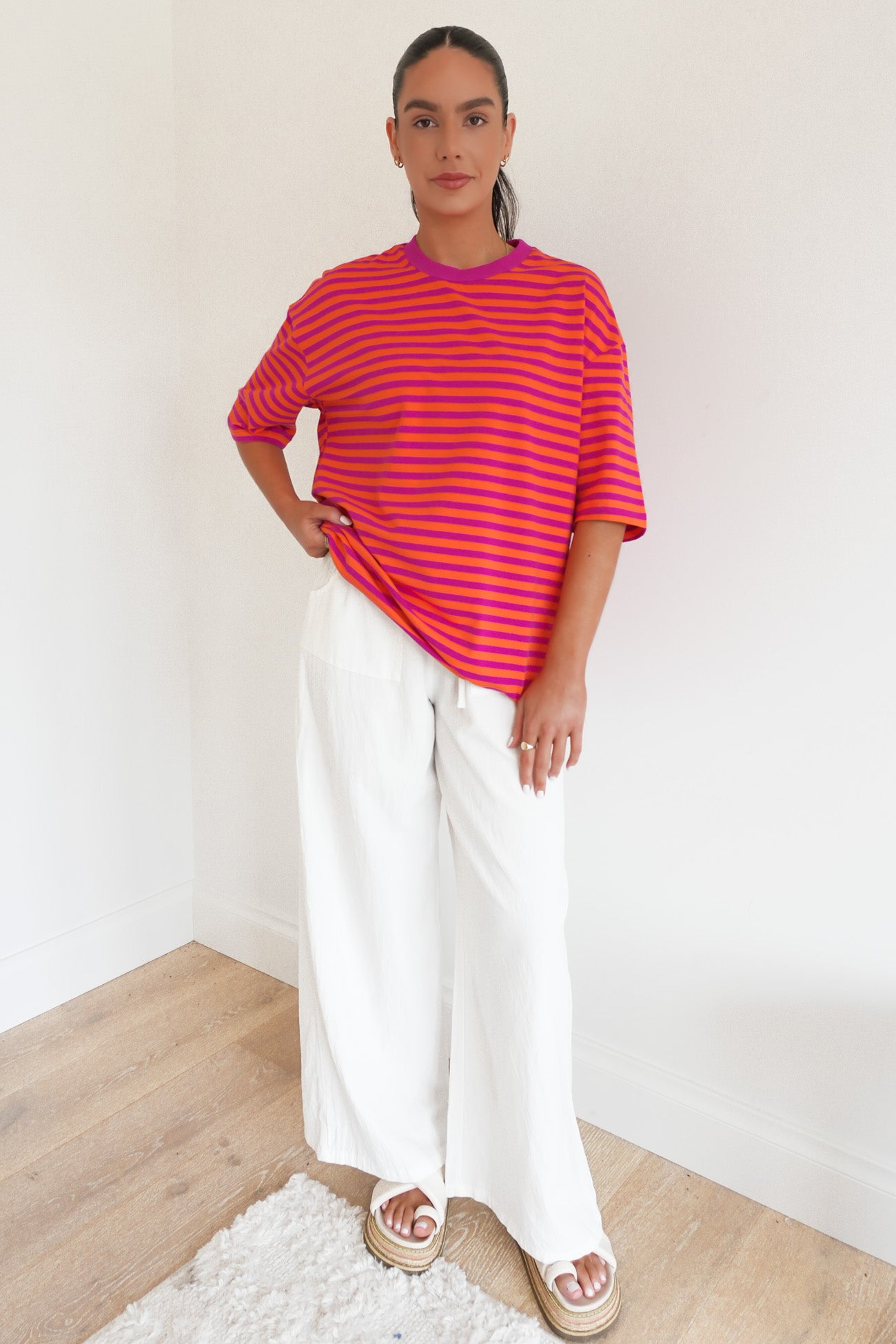 Mimi Tee Magenta Stripe
