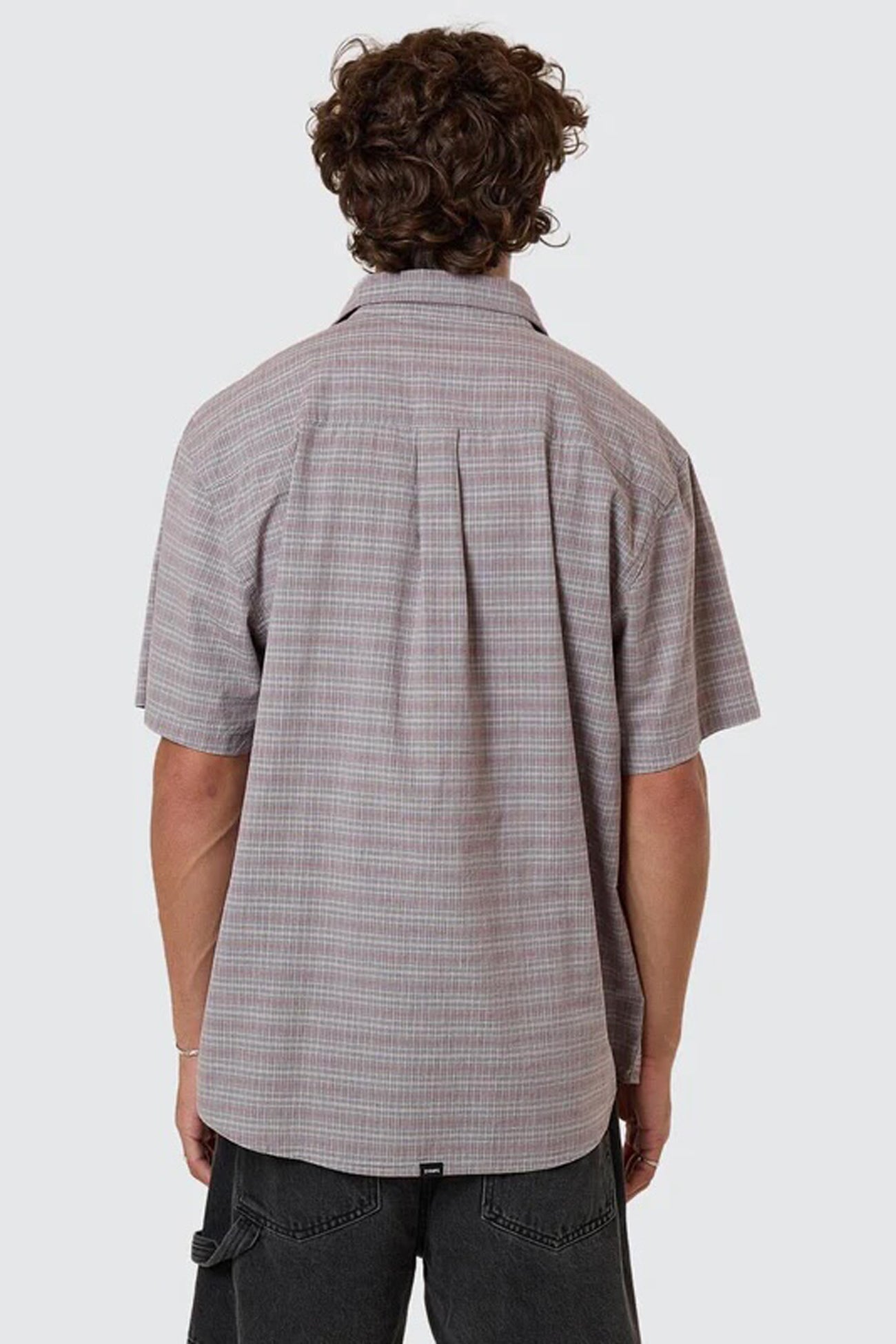 Minimal Thrills Stripe Check Short Sleeve Shirt Smog