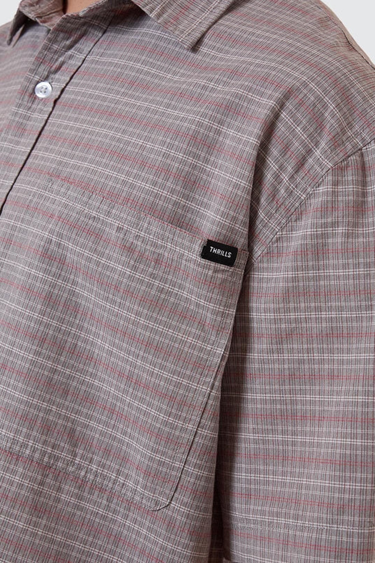 Minimal Thrills Stripe Check Short Sleeve Shirt Smog