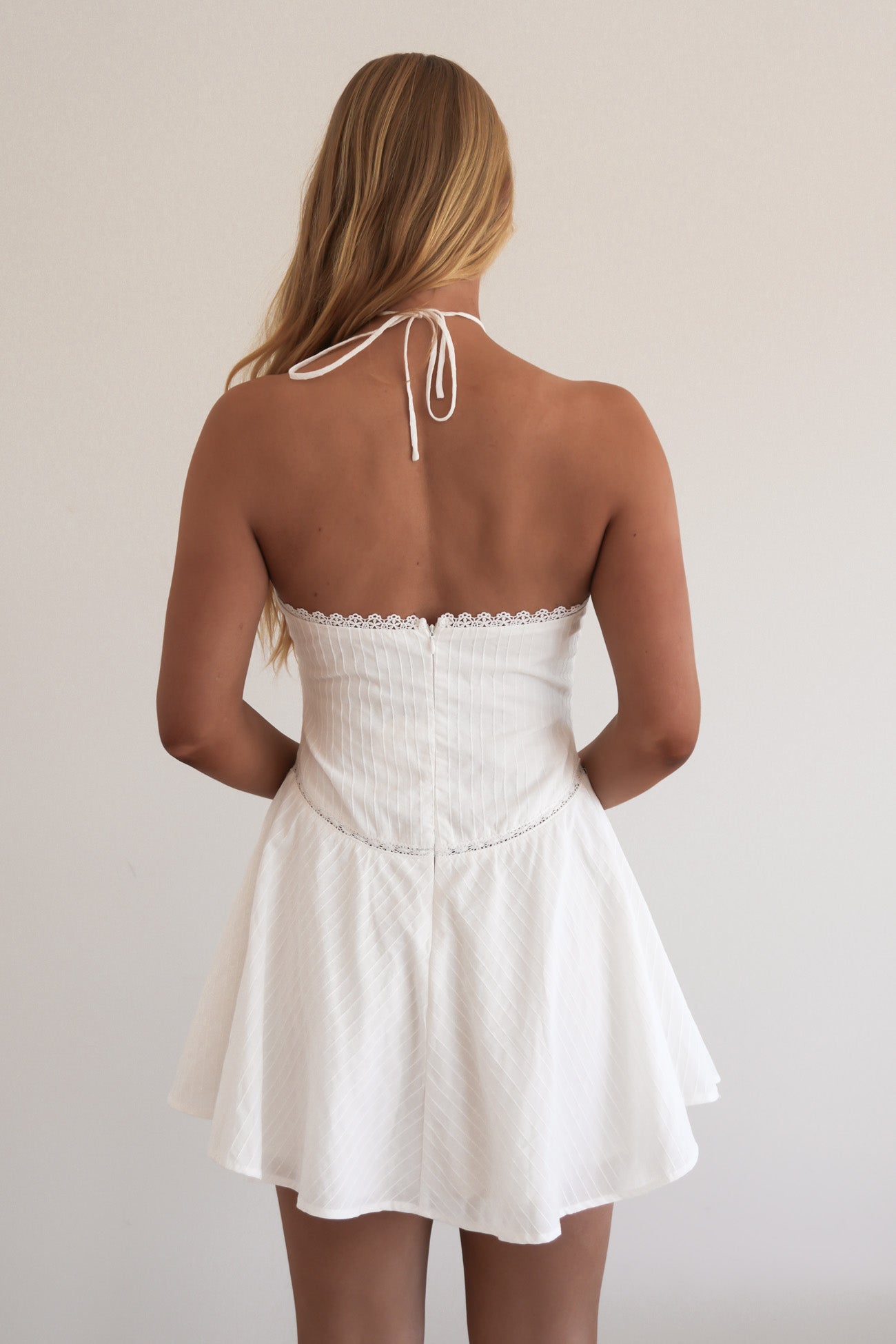 Mirko Halter Mini Dress White