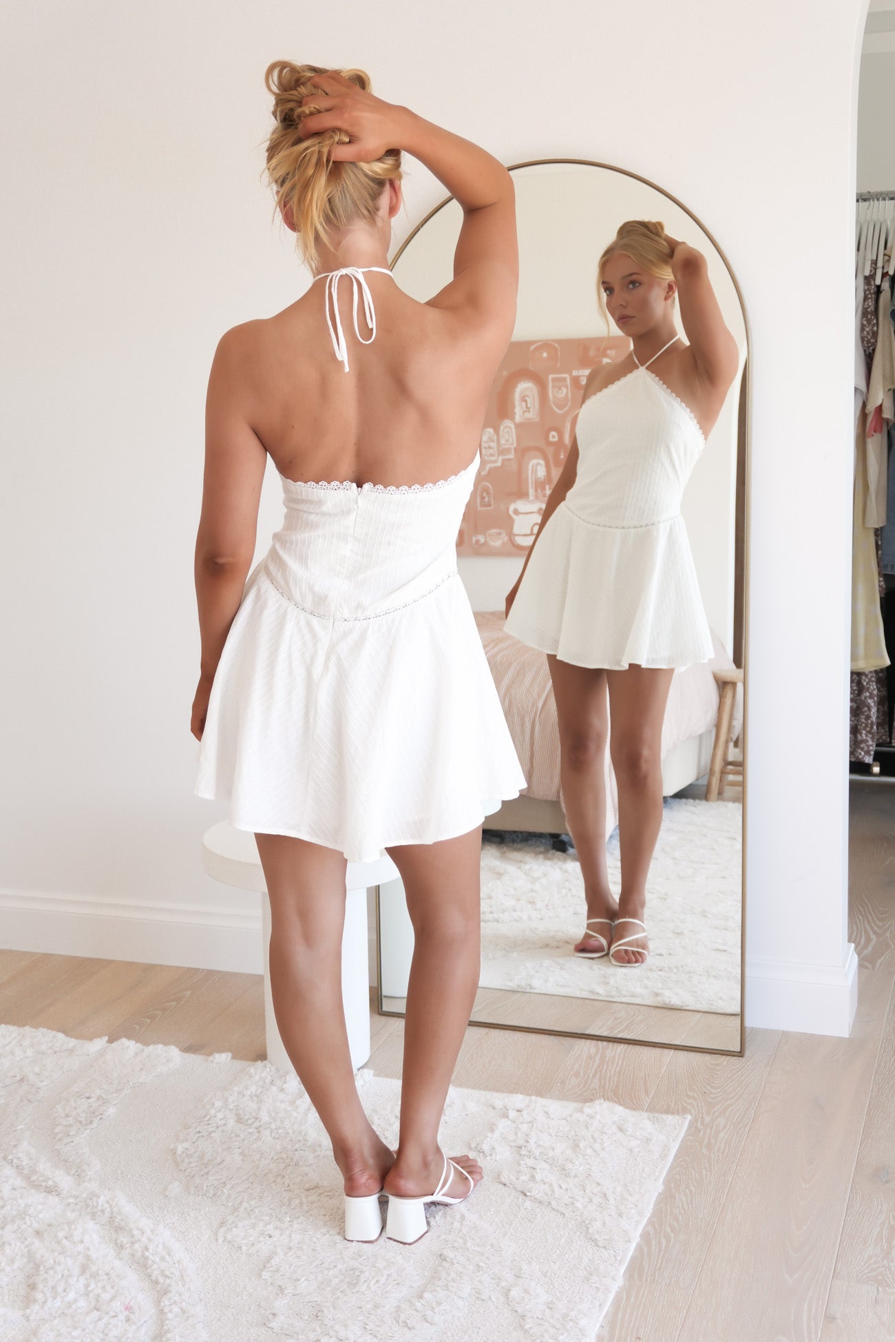 Mirko Halter Mini Dress White