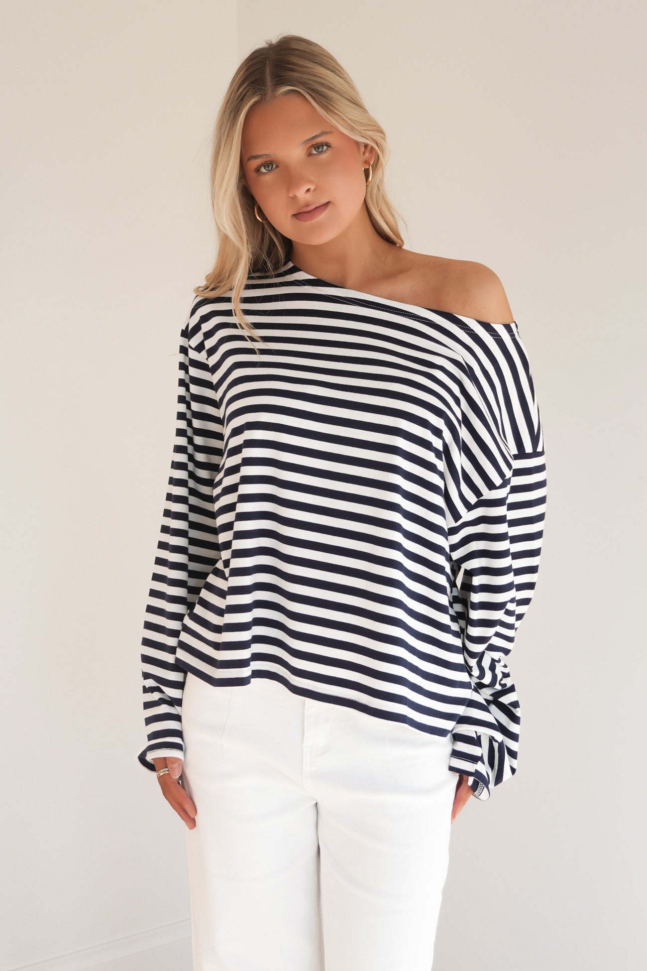 Monika Long Sleeve Tee Navy Stripe