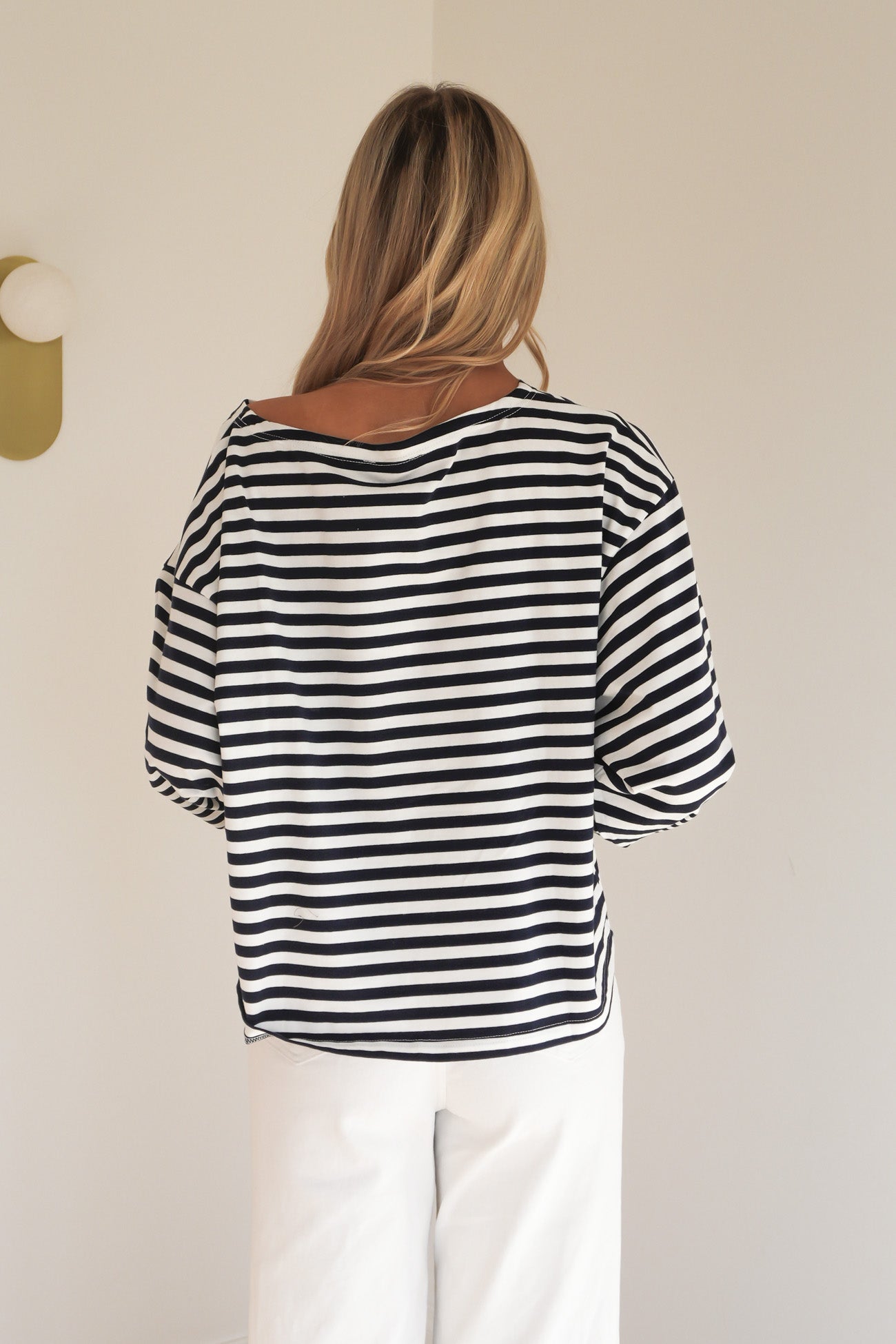 Monika Long Sleeve Tee Navy Stripe