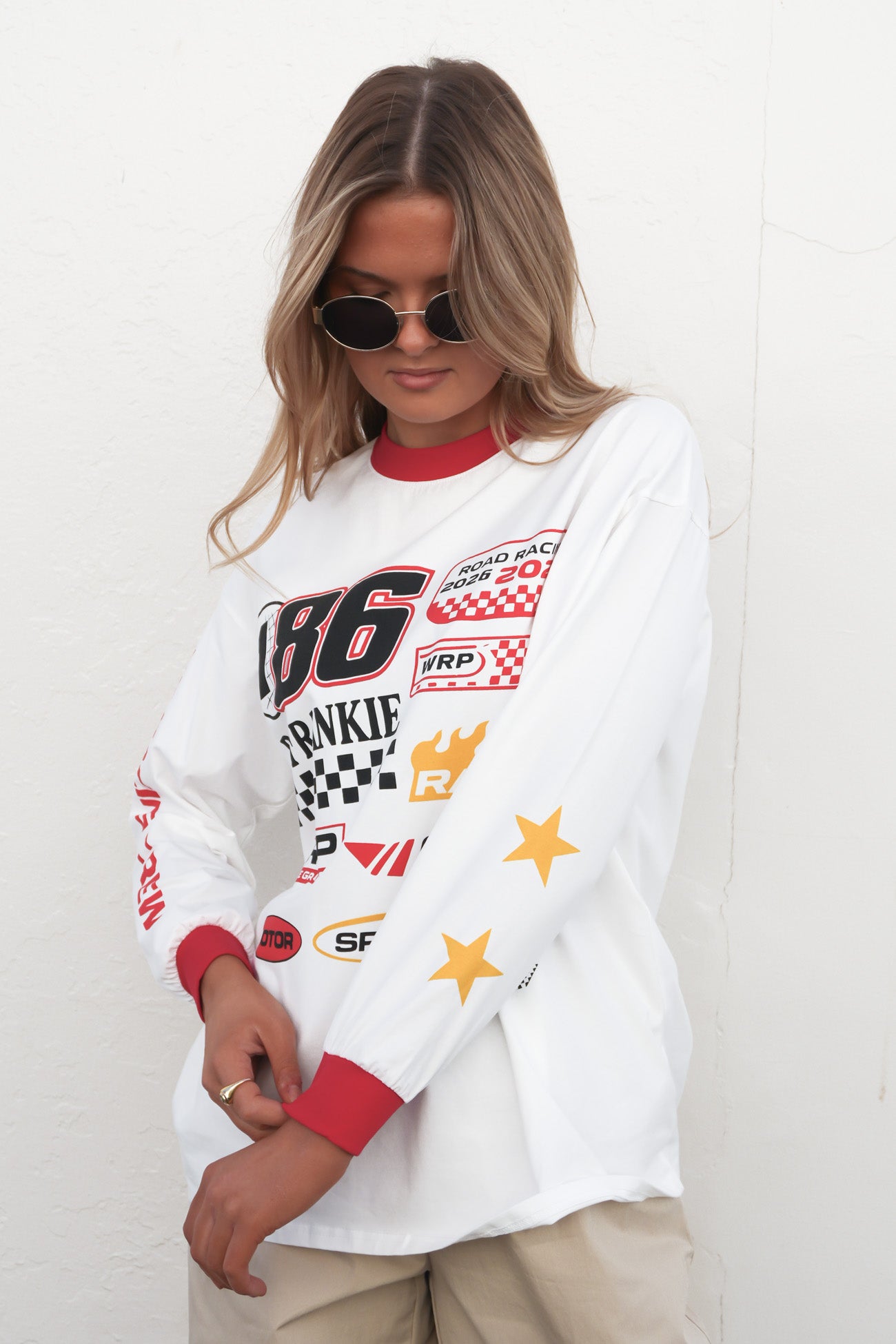 Moto Long Sleeve Tee White