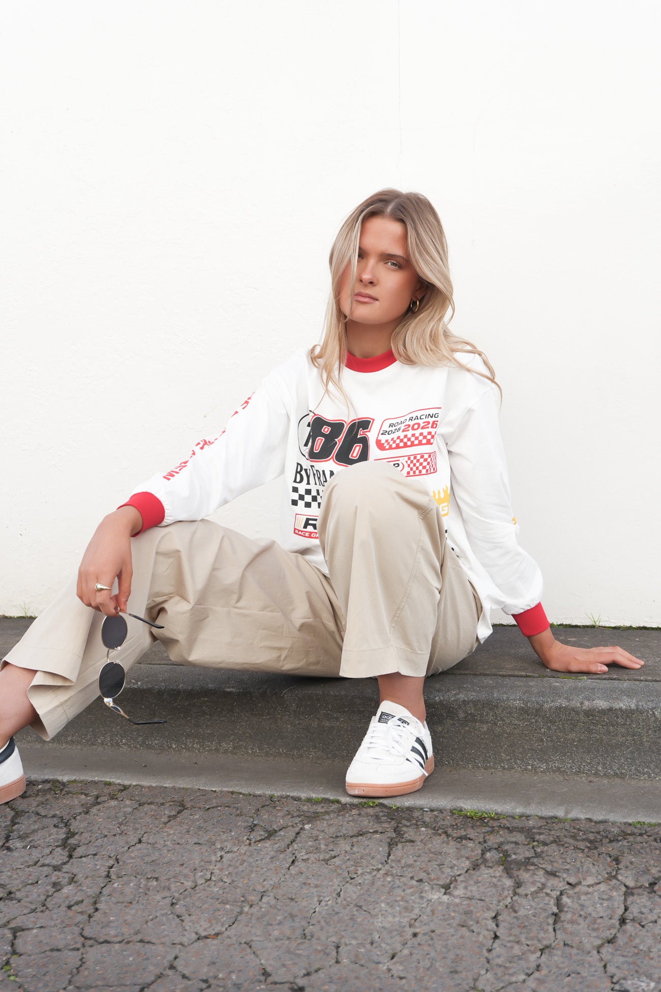 Moto Long Sleeve Tee White