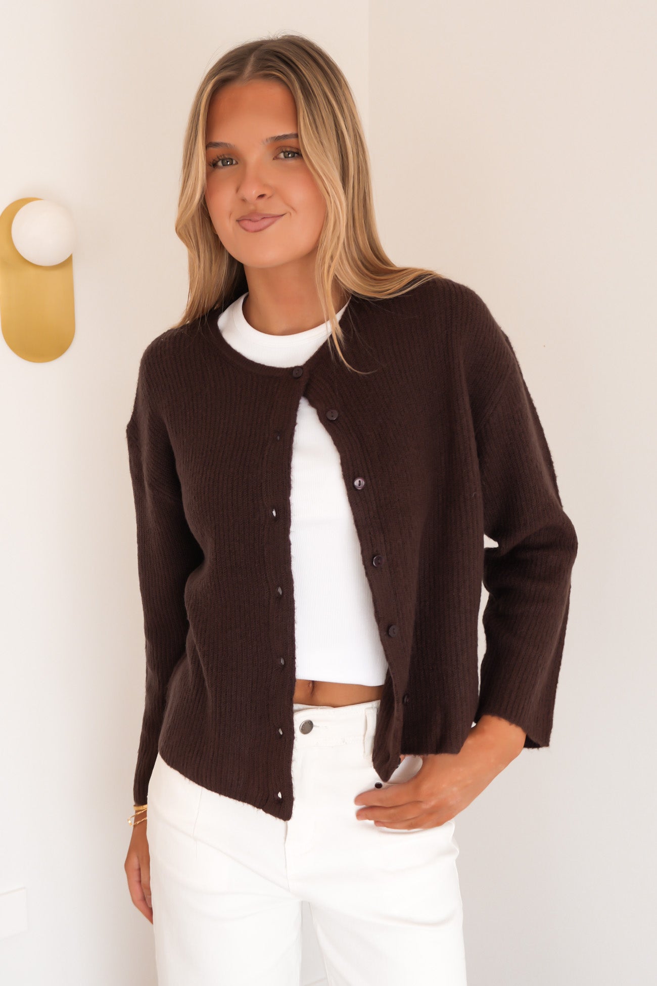 Murphy Knit Cardi Coffee Bean