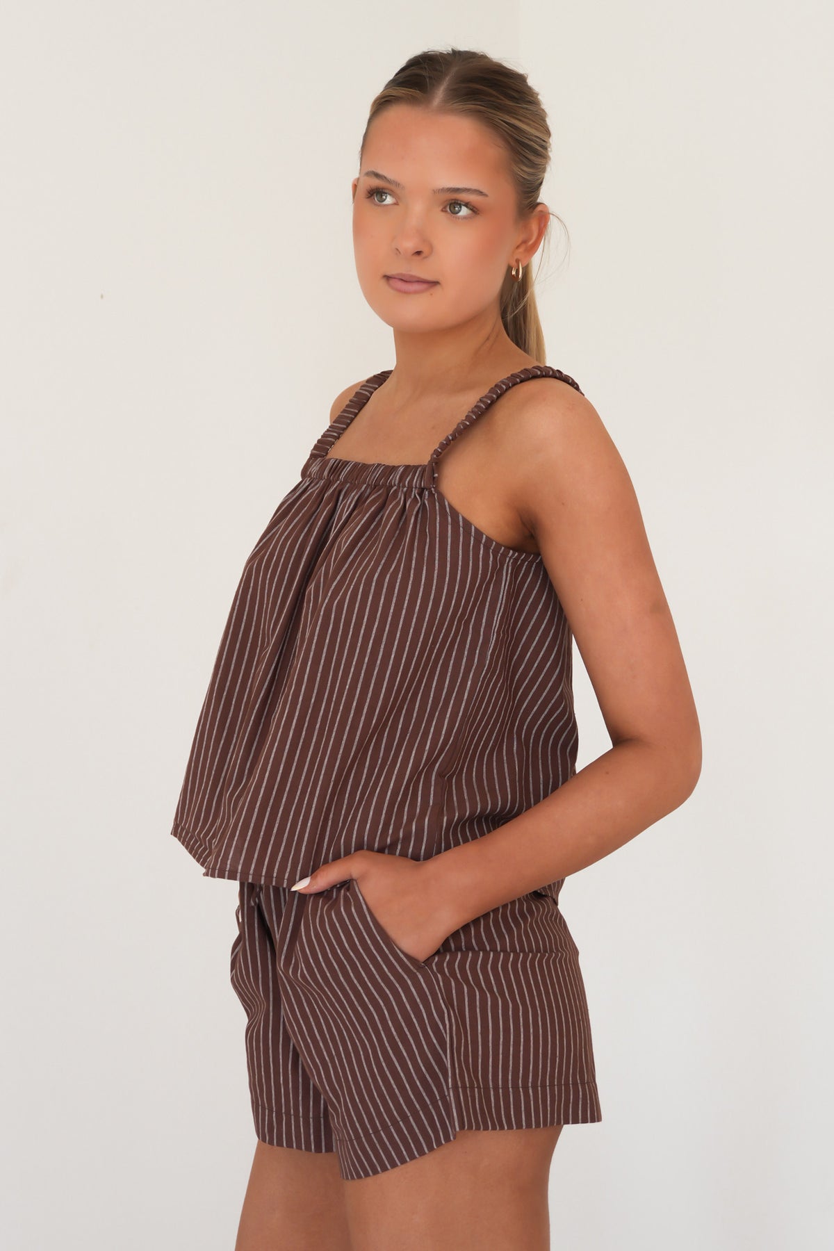 Myla Stripe Top Brown
