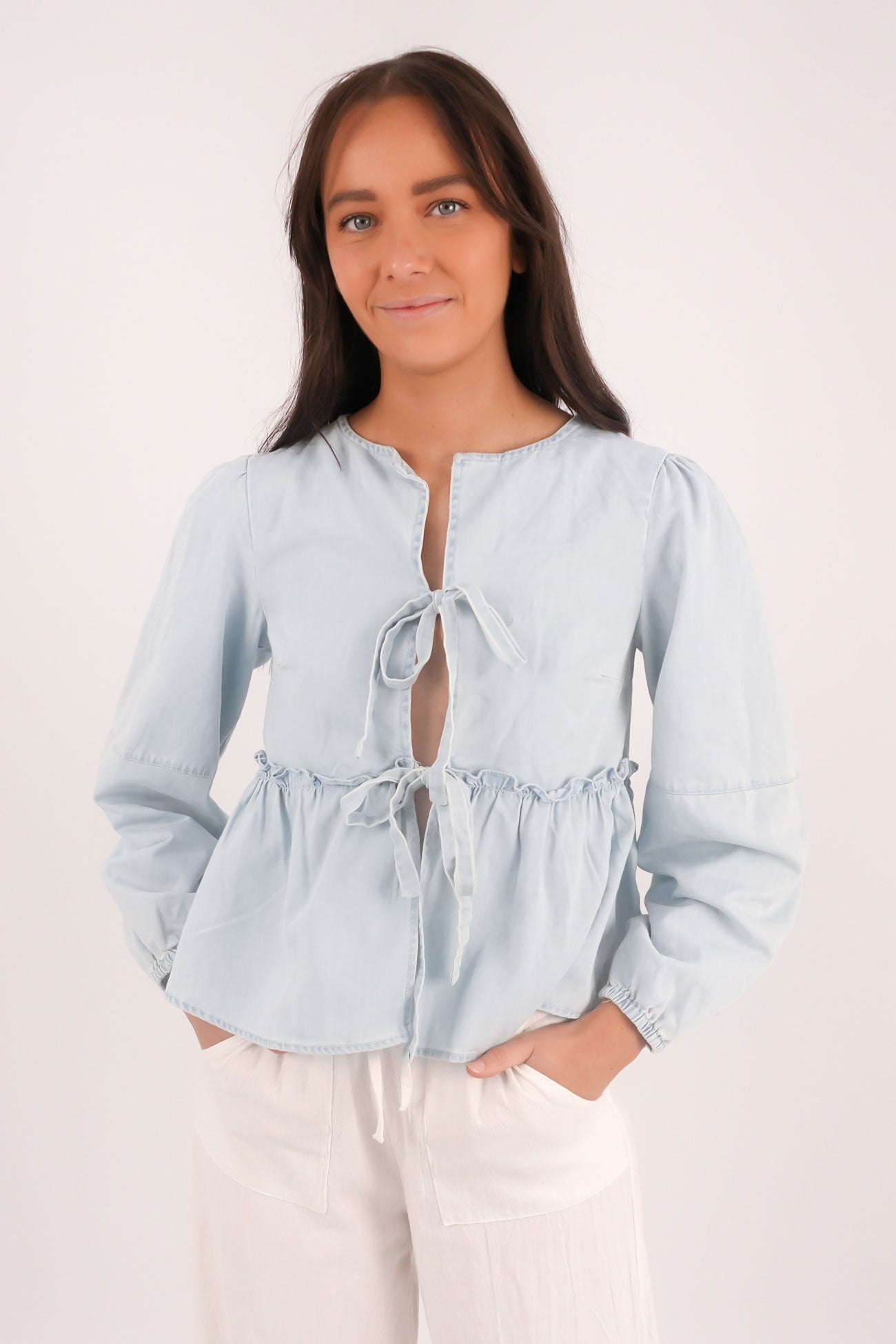 Myra Denim Top Light Blue